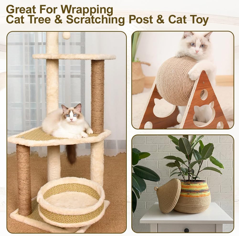 10m jute rope - 8mm thick jute rope - naturally braided jute garden rope for cat scratching post rope - gardening - camping - decoration - gift wrapping and craft decoration brown