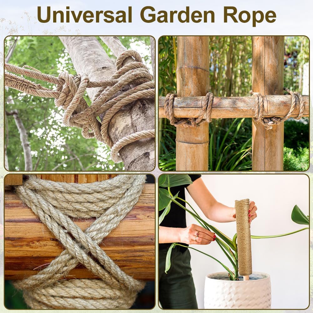 10m jute rope - 8mm thick jute rope - naturally braided jute garden rope for cat scratching post rope - gardening - camping - decoration - gift wrapping and craft decoration brown
