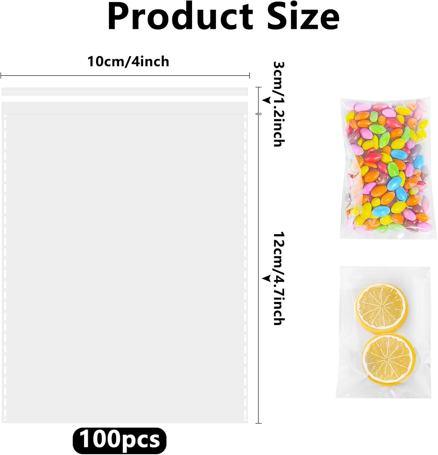 Cellophane bags - 100 small clear cellophane cookie bags - food safe - sealed with clear self-adhesive OPP display seal for cookies, lollies, envelopes, gifts, cards and photos 10 x 15 cm