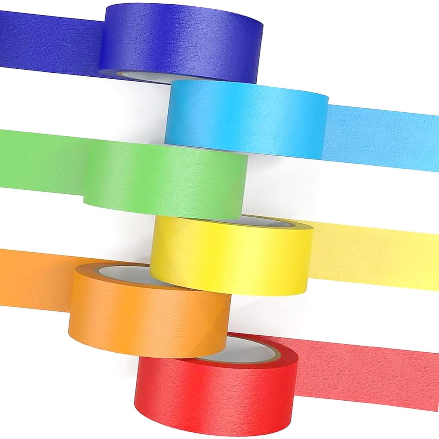 6 rolls of coloured sticky tape - removable coloured tape 1 cm * 13 m - coloured tape suitable for office and home crafts - used for wall decorations - art - lettering and crafting Rainbow sticky tape