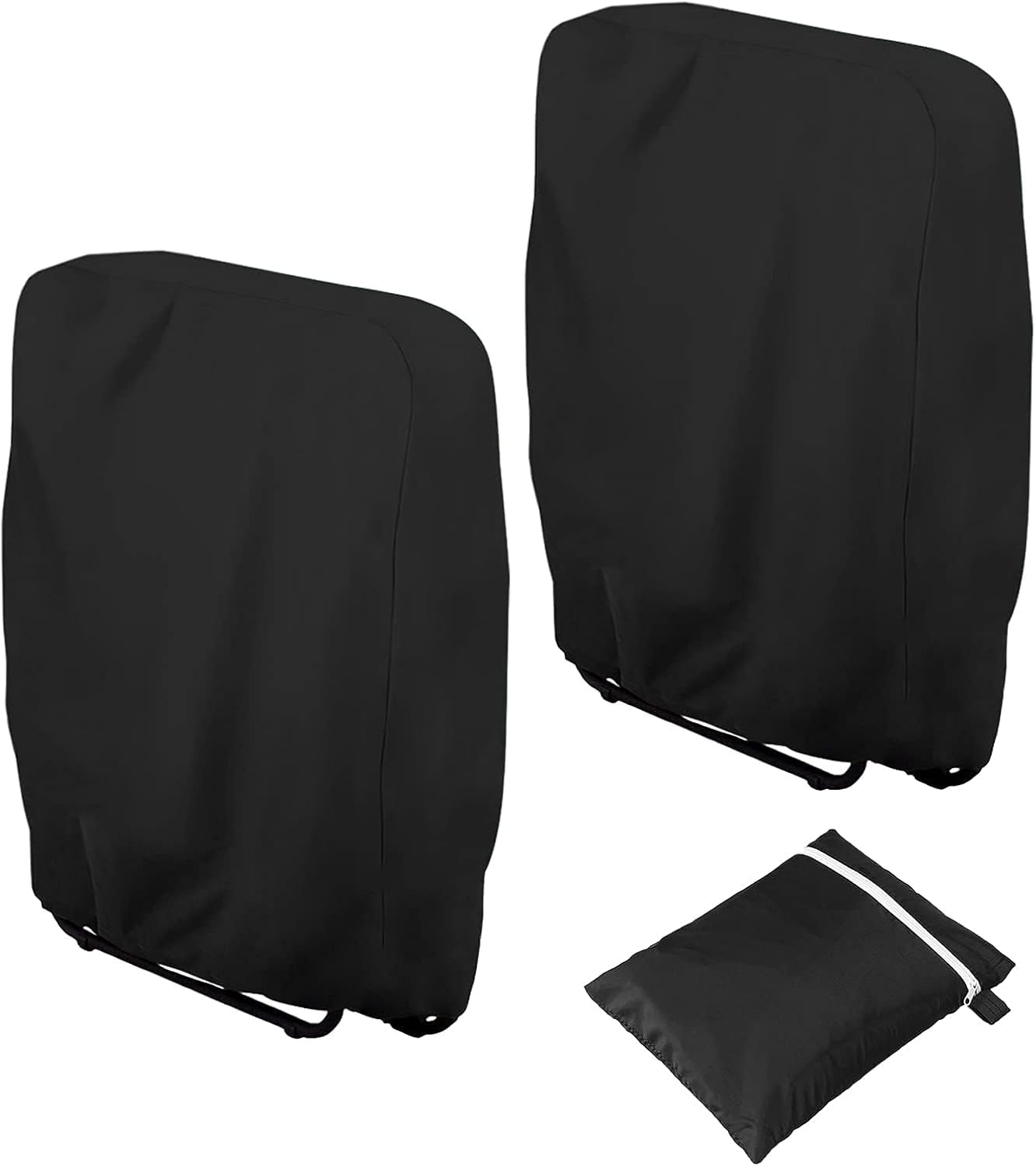 Garden chair covers - 2 pieces waterproof- windproof- UV resistant- hydrophobic Oxford material for terrace sun loungers- including storage bag 110 x 71 cm - Black