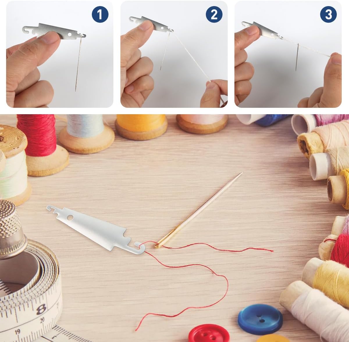 10 pieces of embroidery and cross-stitch needle threader tool - stainless steel hook needle threader - manual threader for needles with large eyes - Sewing Tools Consumables Accessories