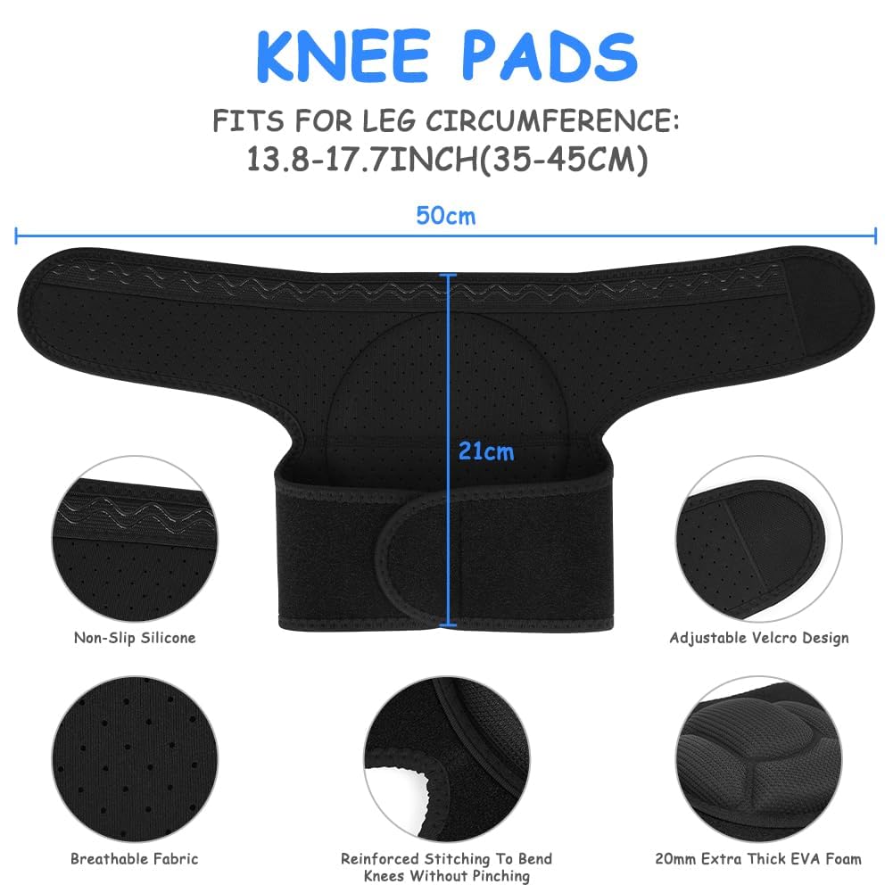 1 pair of knee pads, 20 mm thick knee pads for gardening, non-slip and anti-impact knee pads for household cleaning, construction, floors, garden large size