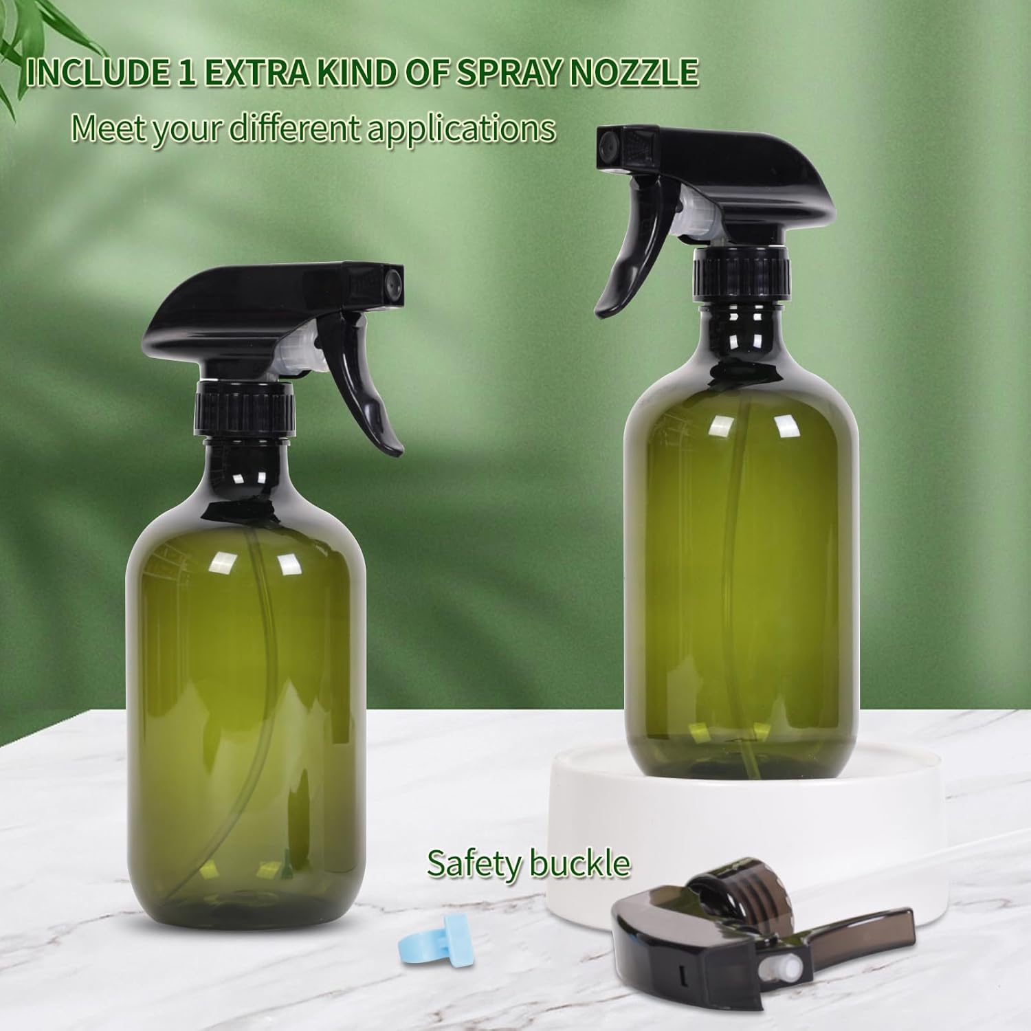 Cleaning spray bottle, hair spray bottle, plant sprayer, durable trigger, refillable, clear plastic, 2x 500ml 3 spray heads empty garden sprayer, hair sprayer