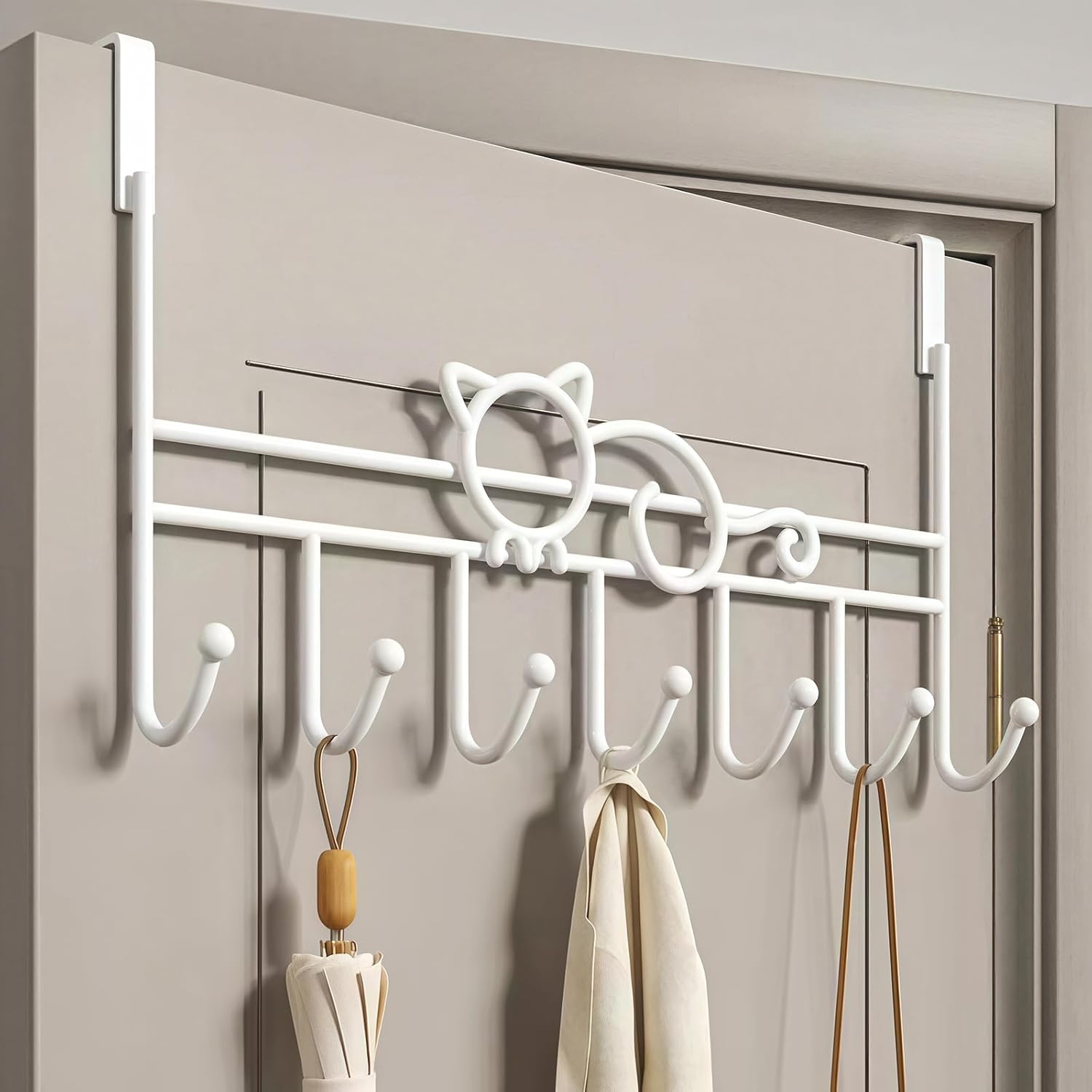 Door hooks, coat hangers for jackets, towels, bags, bathrobes 1 pack, white