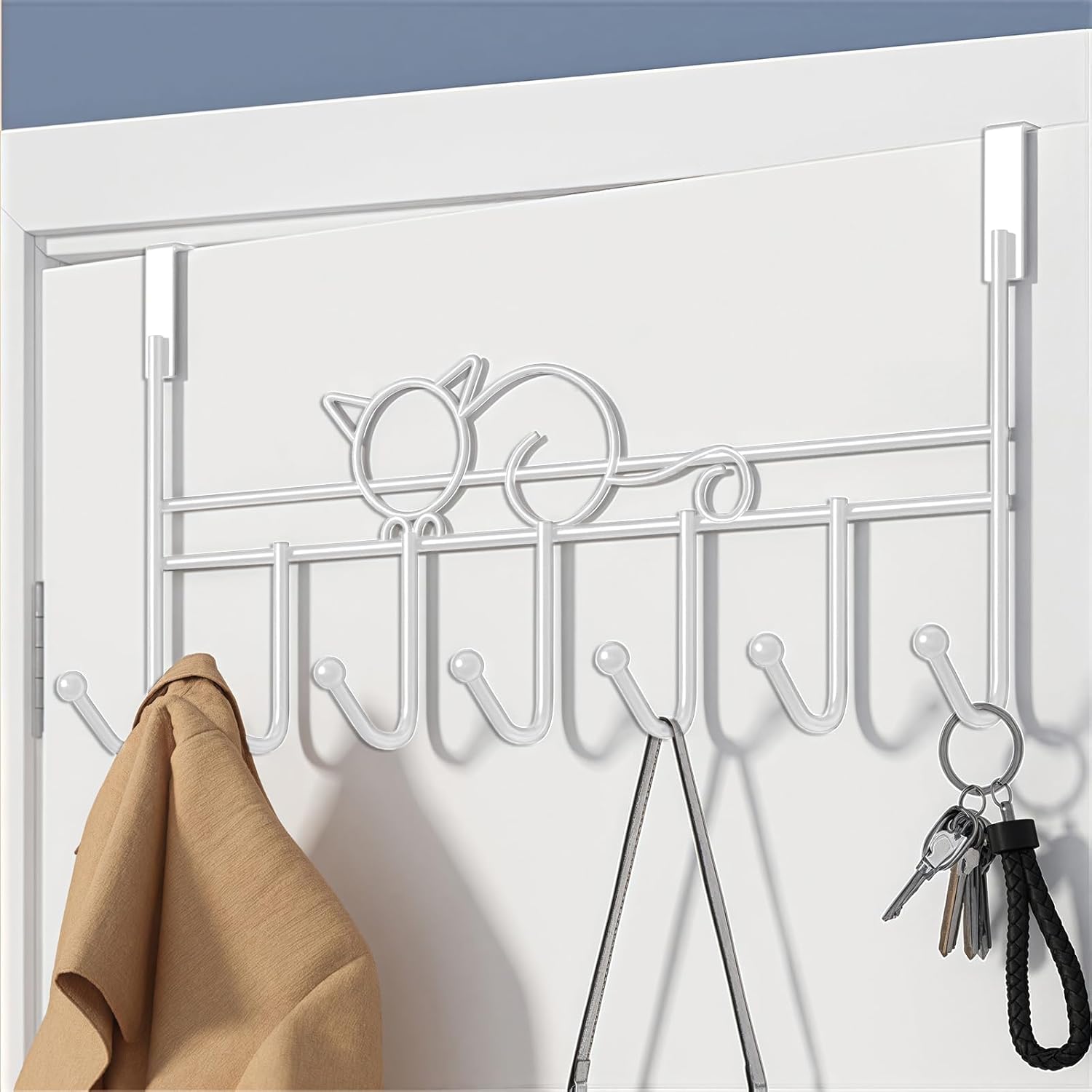 Door hooks, coat hangers for jackets, towels, bags, bathrobes 1 pack, white