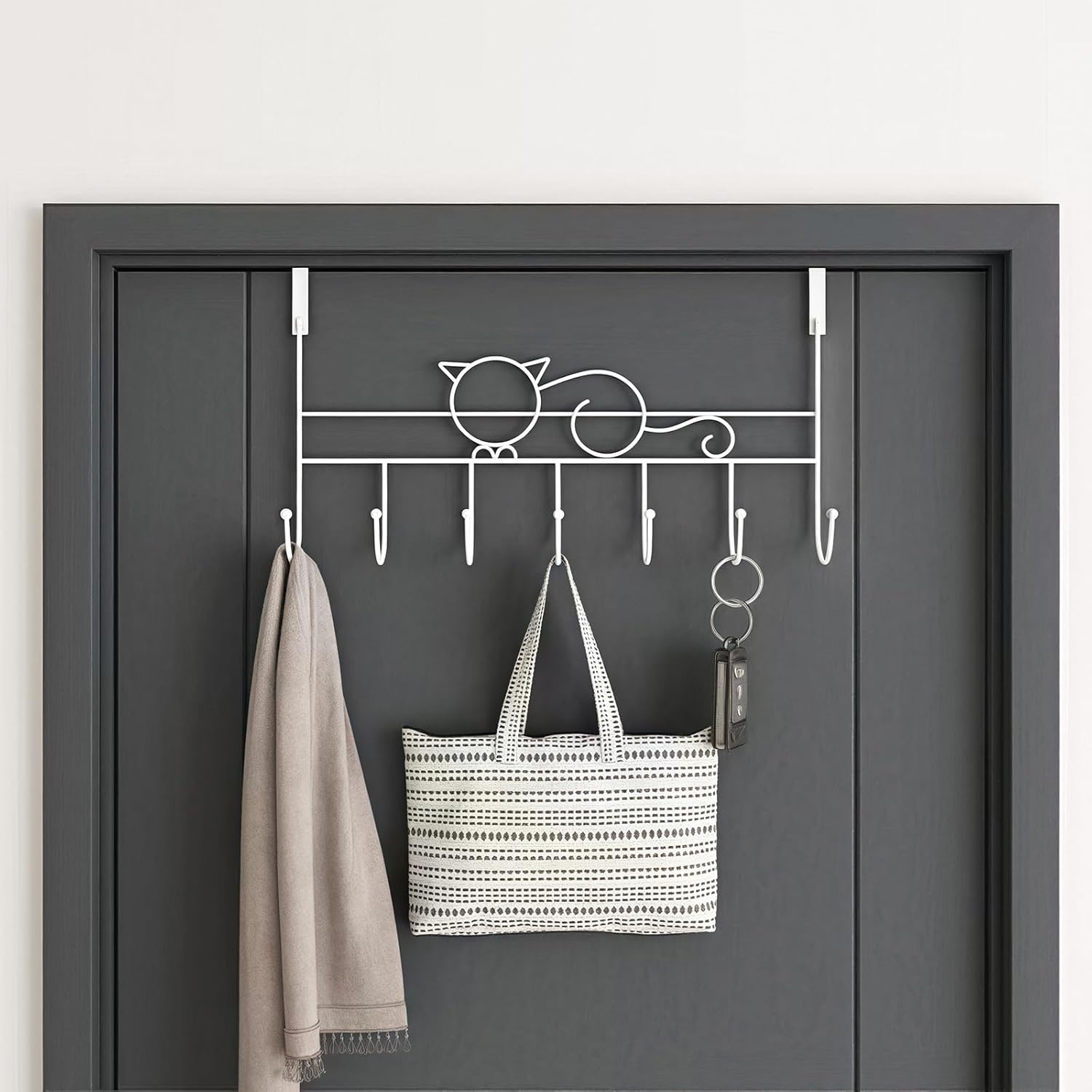 Door hooks, coat hangers for jackets, towels, bags, bathrobes 1 pack, white