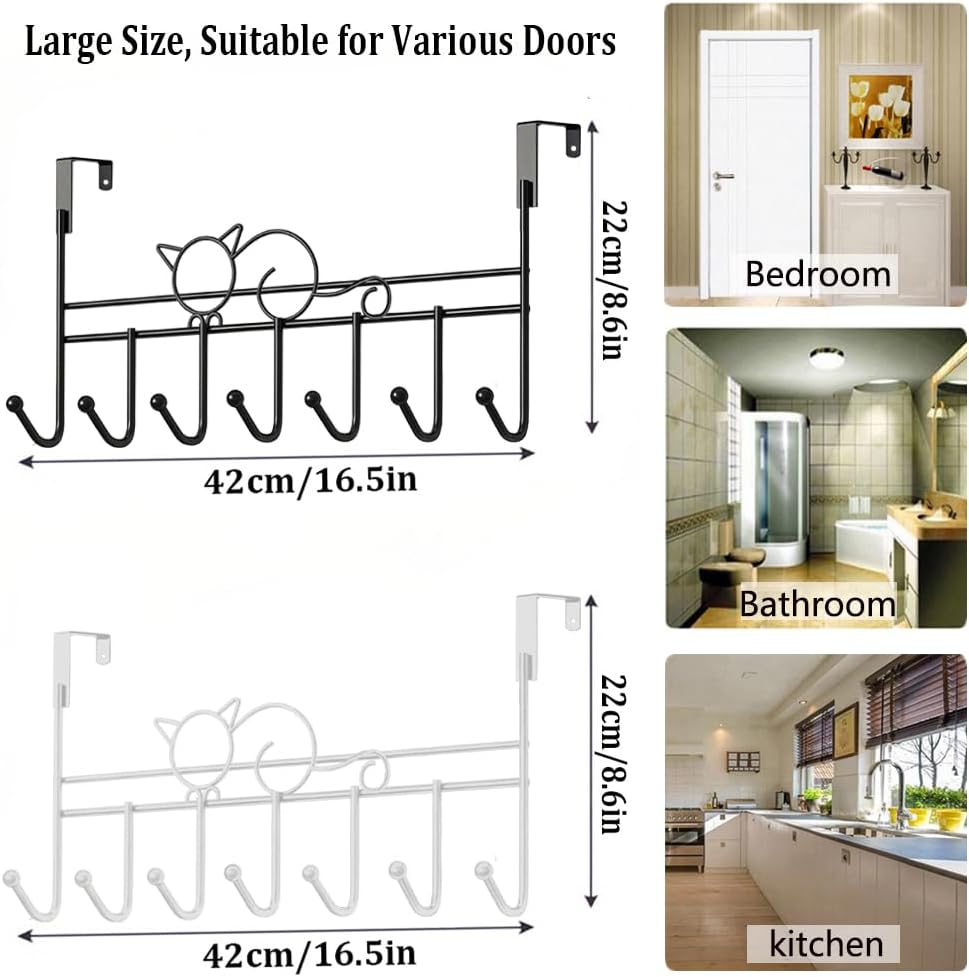 Door hooks, coat hangers for jackets, towels, bags, bathrobes 1 pack, white