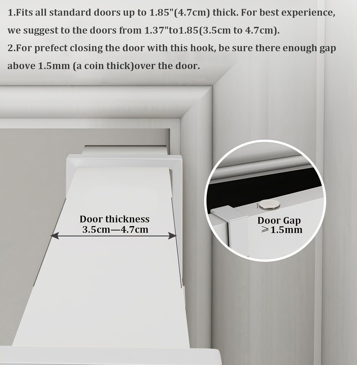Door hooks, coat hangers for jackets, towels, bags, bathrobes 1 pack, white