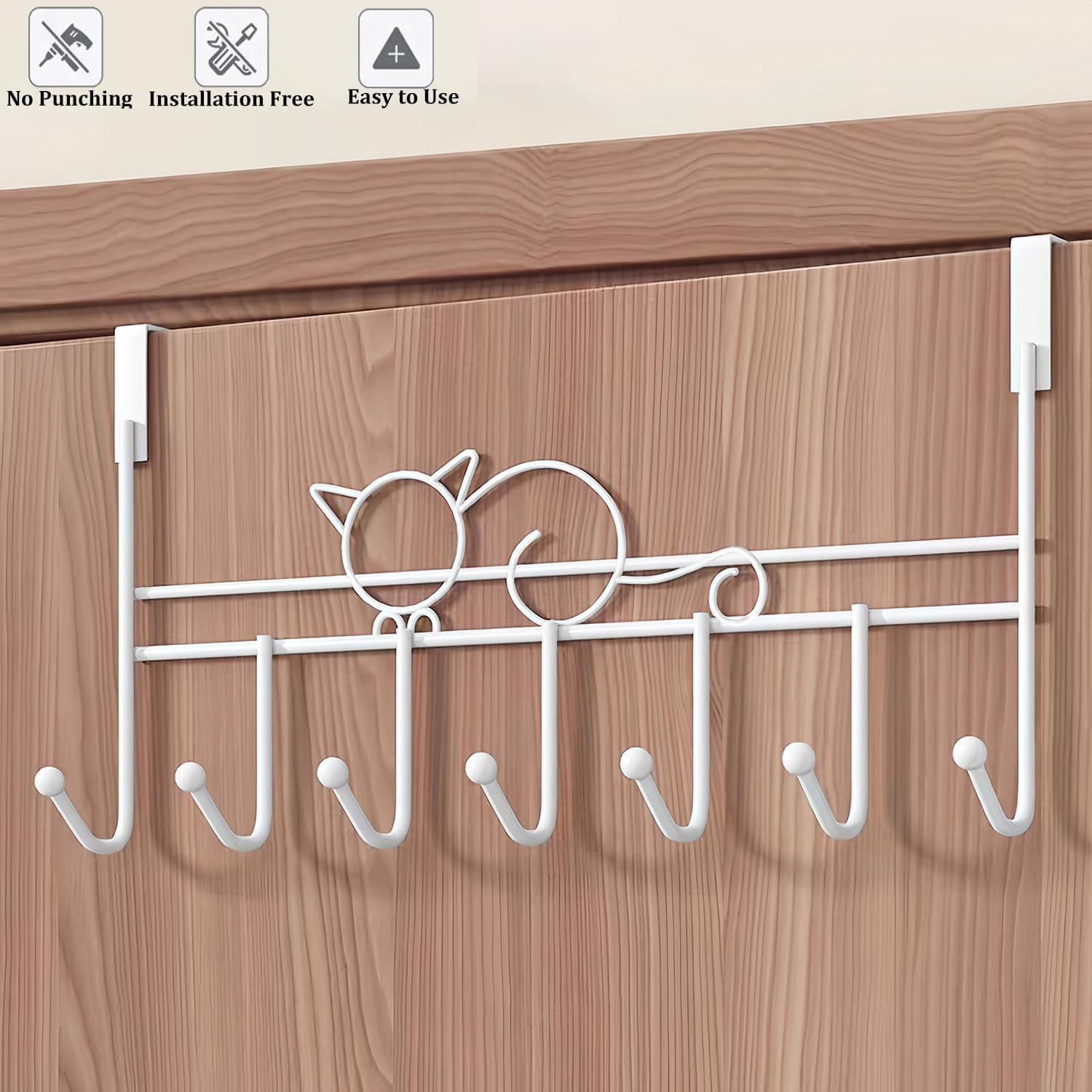 Door hooks, coat hangers for jackets, towels, bags, bathrobes 1 pack, white