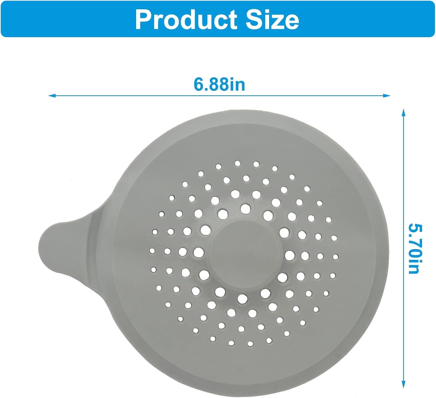 2-pack shower drain hair catchers with strong suction cups, silicone sink strainer protector, shower drain cover, hair stopper, sink strainer for bathroom, bathtub, kitchen sink white + grey
