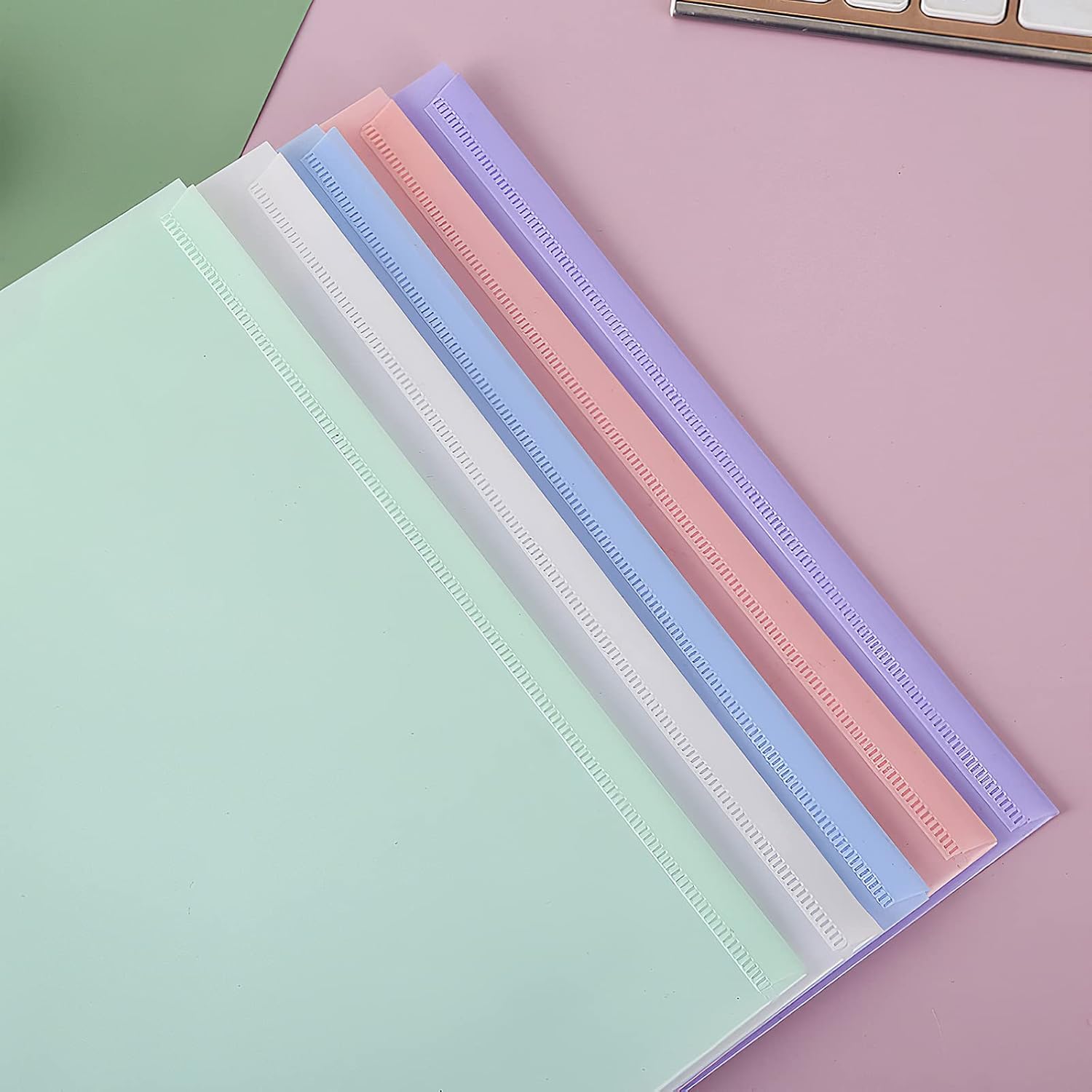 10 pieces of A4 plastic envelope folders, transparent envelopes with press studs, A4 folders with label pockets for school, homework and office, 5 colours
