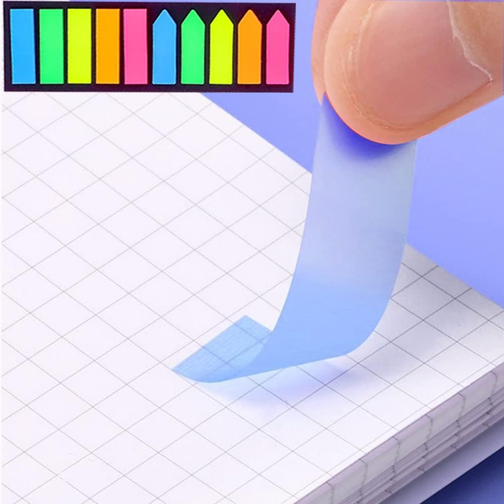 Sticky note labels, 200 sticky note labels, sticky note bookmarks in 2 shapes, mini file labels for marking pages and jotting down inspiration