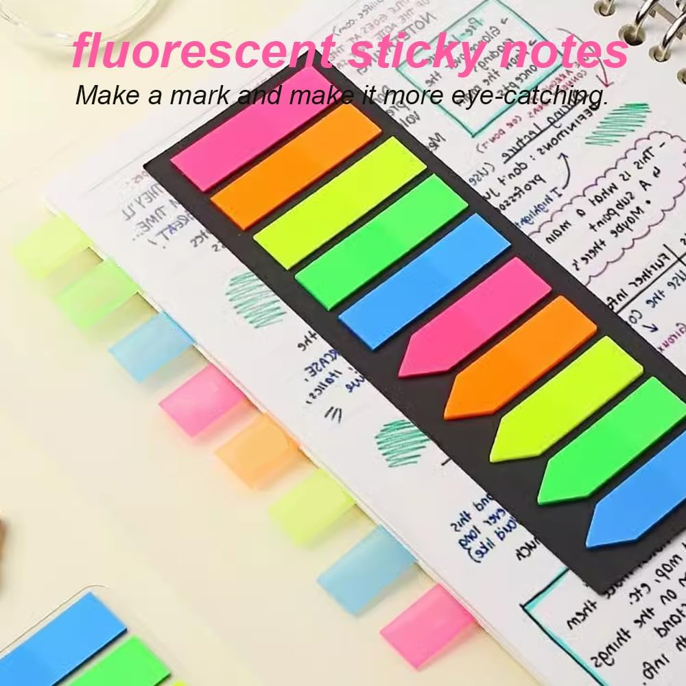 Sticky note labels, 200 sticky note labels, sticky note bookmarks in 2 shapes, mini file labels for marking pages and jotting down inspiration
