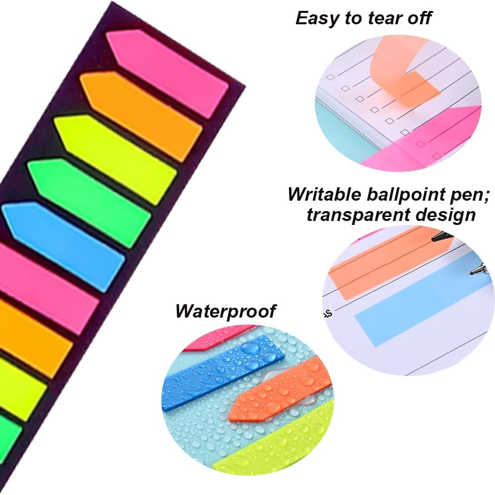 Sticky note labels, 200 sticky note labels, sticky note bookmarks in 2 shapes, mini file labels for marking pages and jotting down inspiration