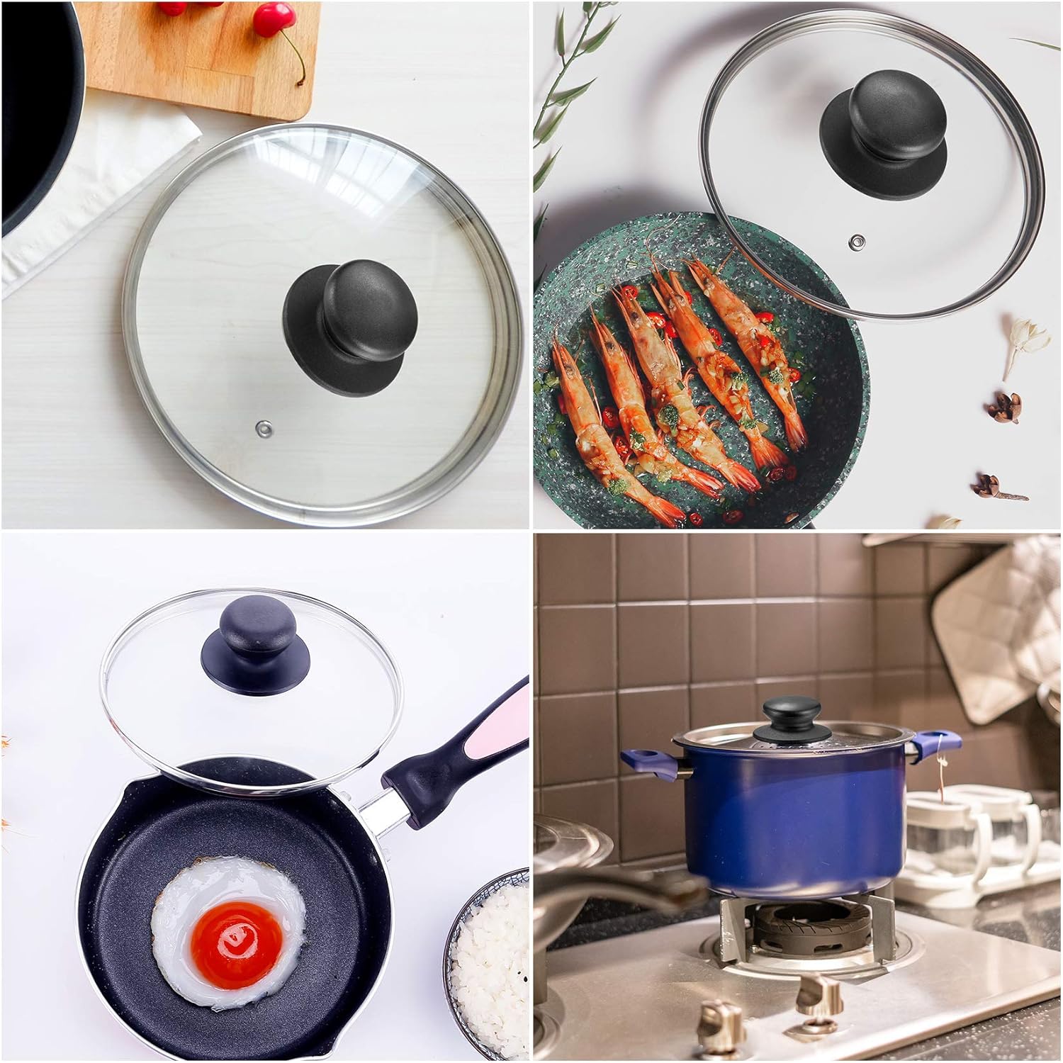 Set of 4 lid knobs, universal replacement lid knob, handle for kitchen cookware, round bakelite handle