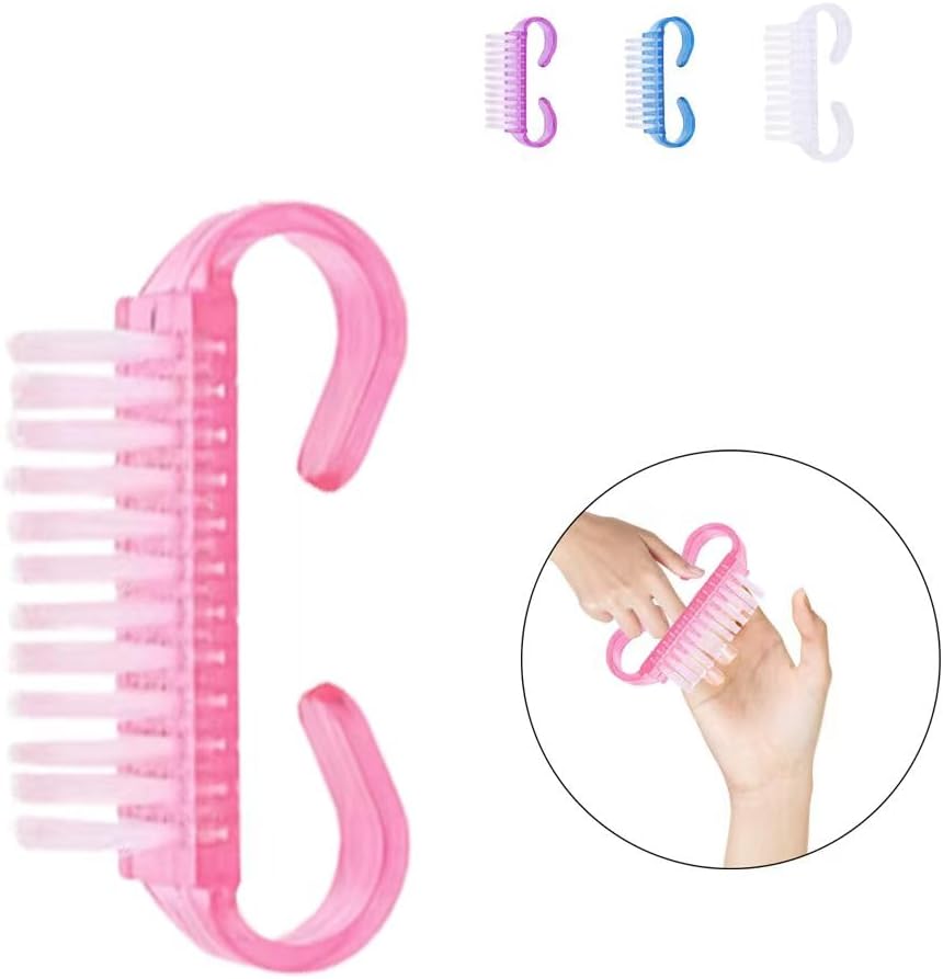 Nagelborstel - 4 pieces Plastic cleaning brush - Handscrub cleaning brush - with plastic handle - for cleaning nails purple - pink - blue - transparent