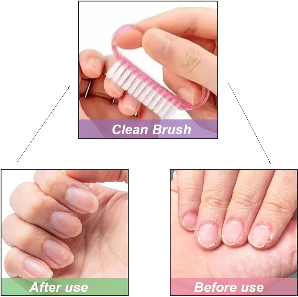 Nagelborstel - 4 pieces Plastic cleaning brush - Handscrub cleaning brush - with plastic handle - for cleaning nails purple - pink - blue - transparent