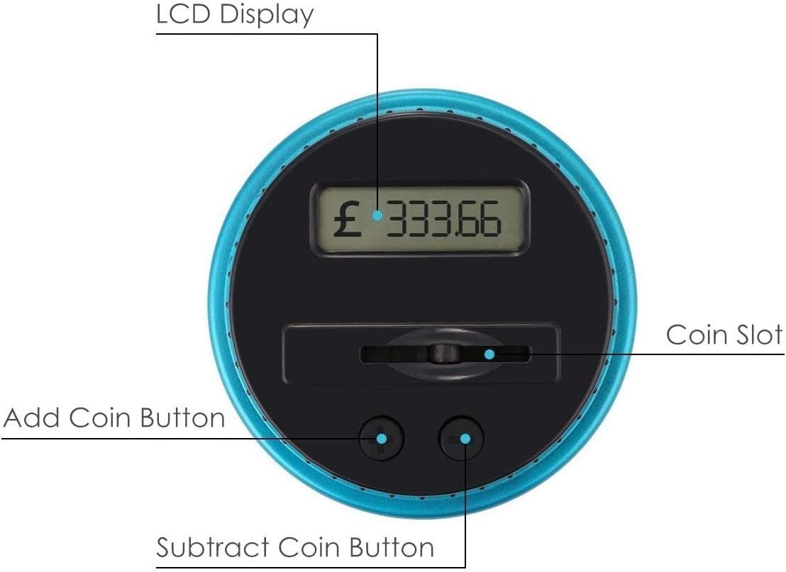 Digital piggy bank UK Coin counter - Large transparent piggy bank with LCD screen - piggy bank as a gift for kids and adults large size