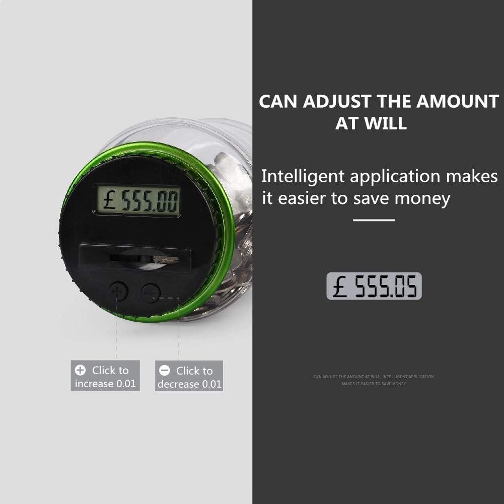 Digital piggy bank UK Coin counter - Large transparent piggy bank with LCD screen - piggy bank as a gift for kids and adults large size