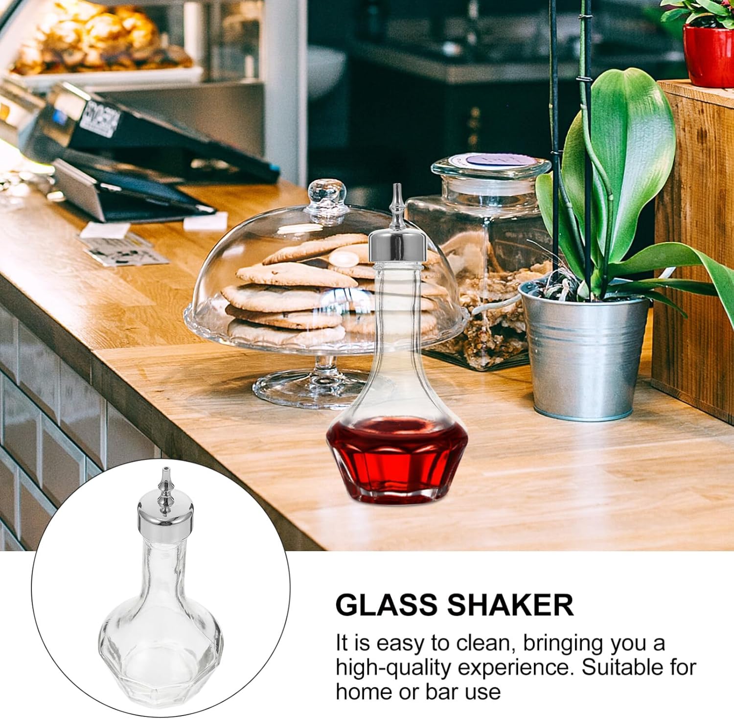 50 ml glass bitter bottle with stopper - Professional cocktail tools, cocktail mixing supplies - for bartenders and home bars - for home bars - Silver