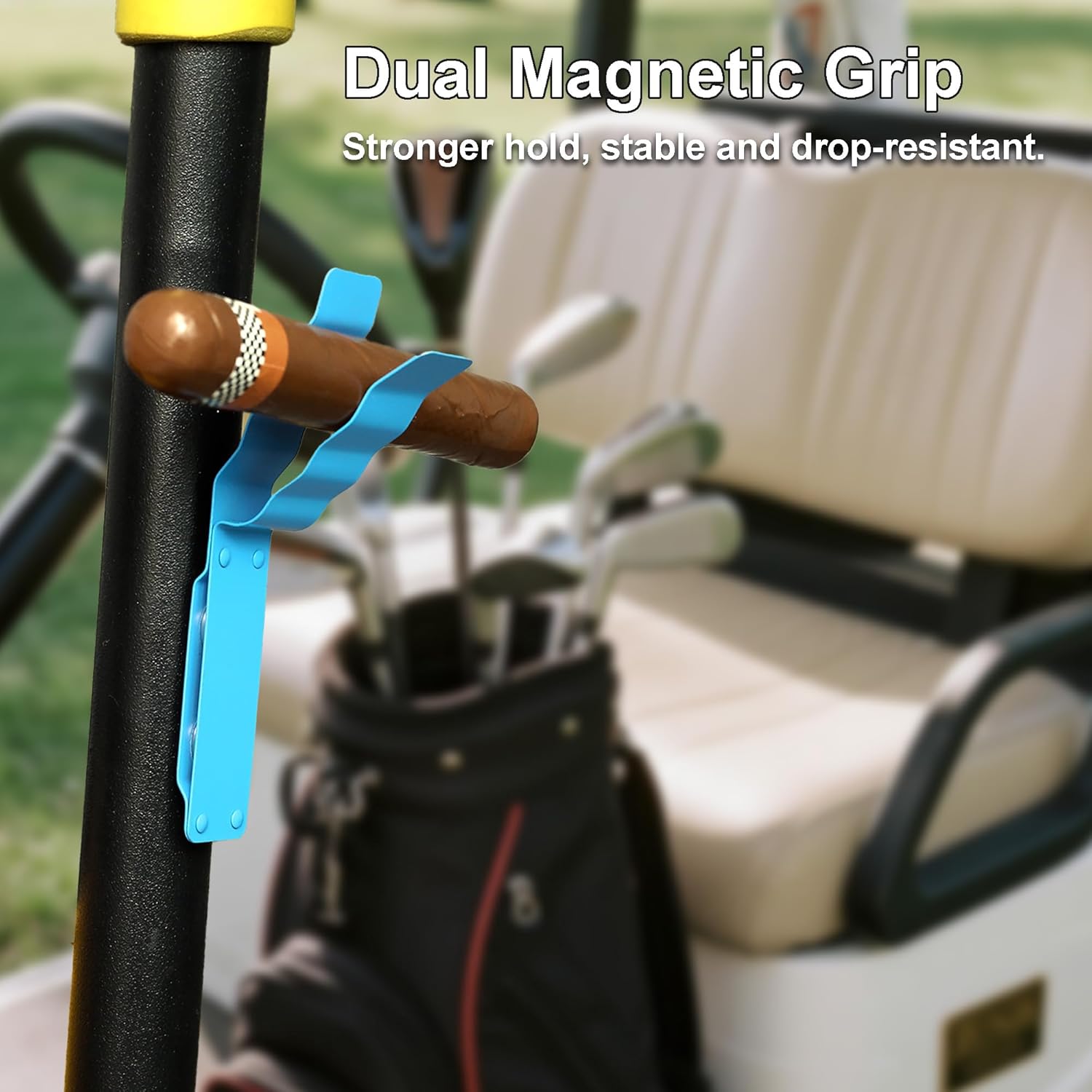 Magnetic Golf Cart Clamp - Aluminium Alloy Accessory - Fits Ring Sizes 30-70 - Strong Magnetic Clamp - Suitable for Golf, Barbecue, Fishing and Outdoor Use 2-pack - Black + Blue