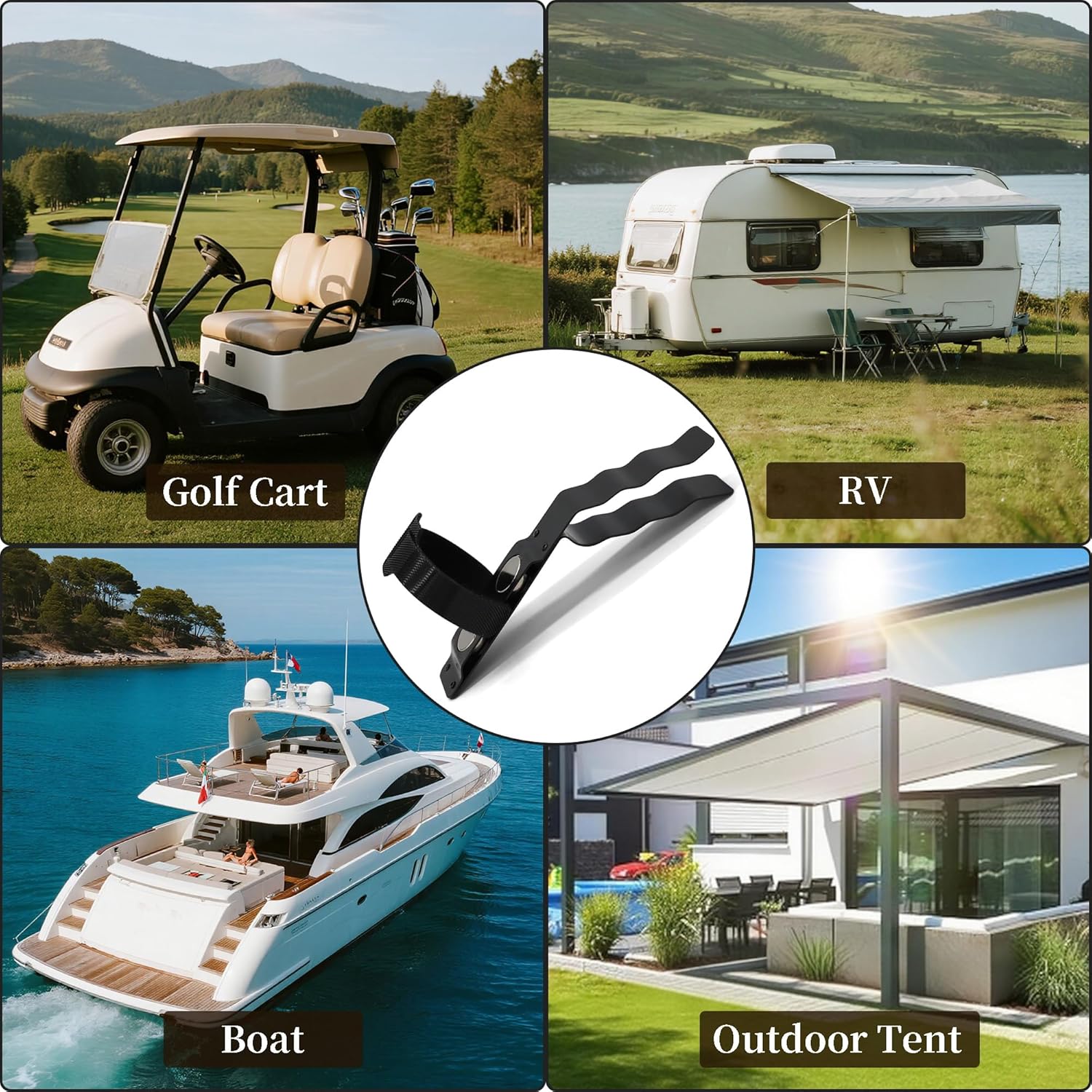 Magnetic Golf Cart Clamp - Aluminium Alloy Accessory - Fits Ring Sizes 30-70 - Strong Magnetic Clamp - Suitable for Golf, Barbecue, Fishing and Outdoor Use 2-pack - Black + Blue