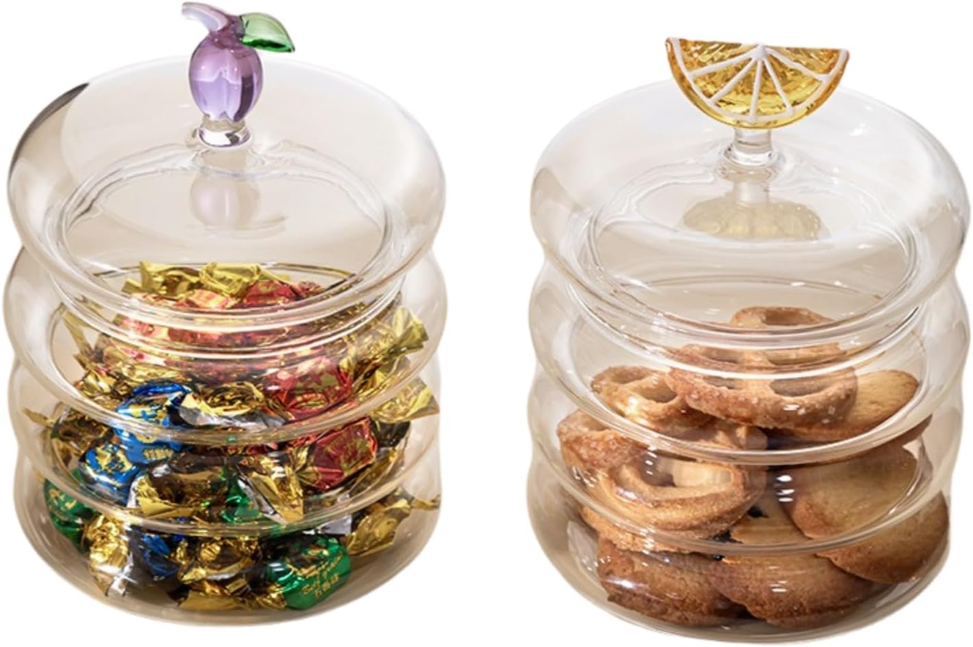 Household candy jar - desk candy box - candy jar with 3D fruit lid and snack compartment two parts