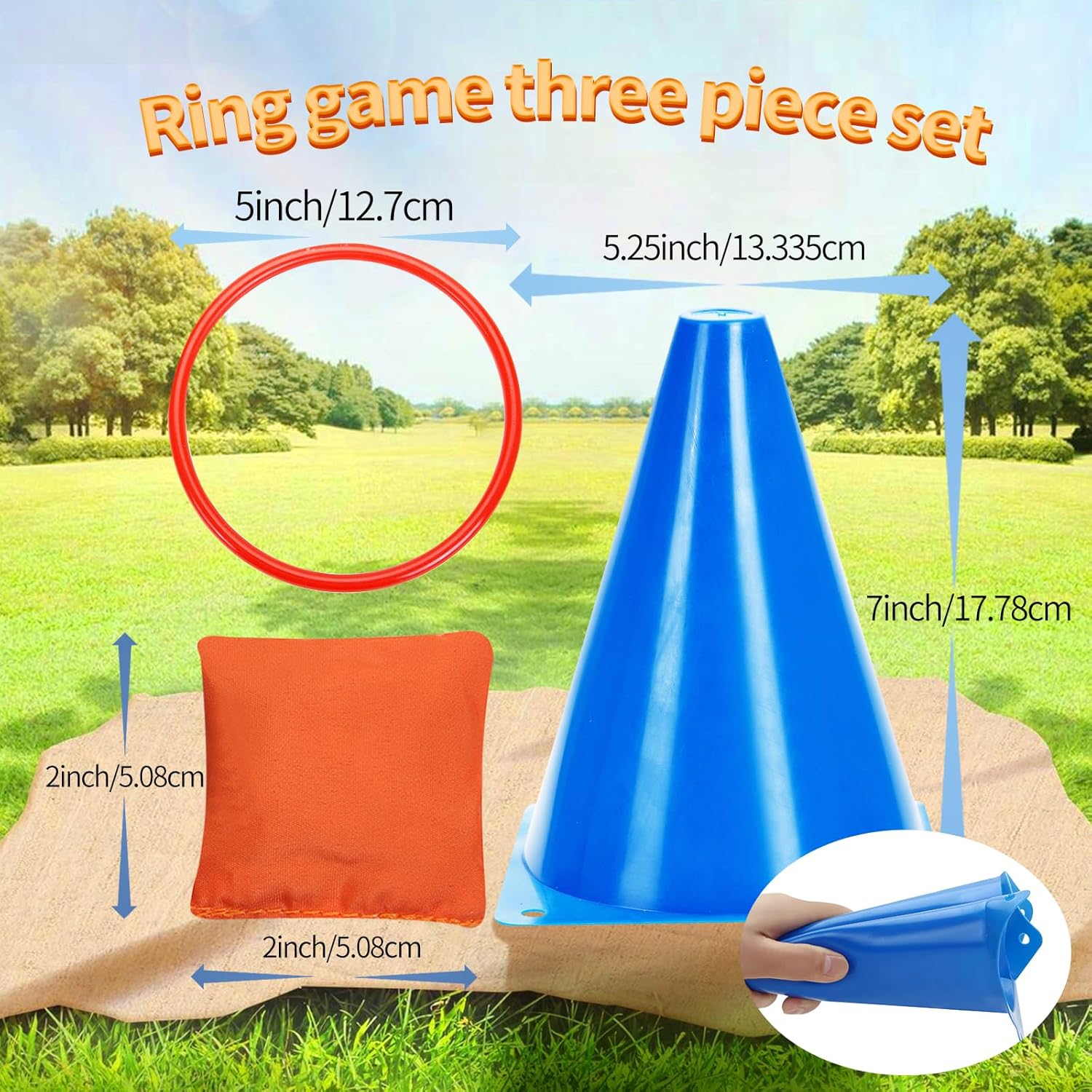 Spelset - 3-in-1 plastic kegel ring toss game - sandbag for kids - garden playset - indoor and outdoor playset for children 26 pieces