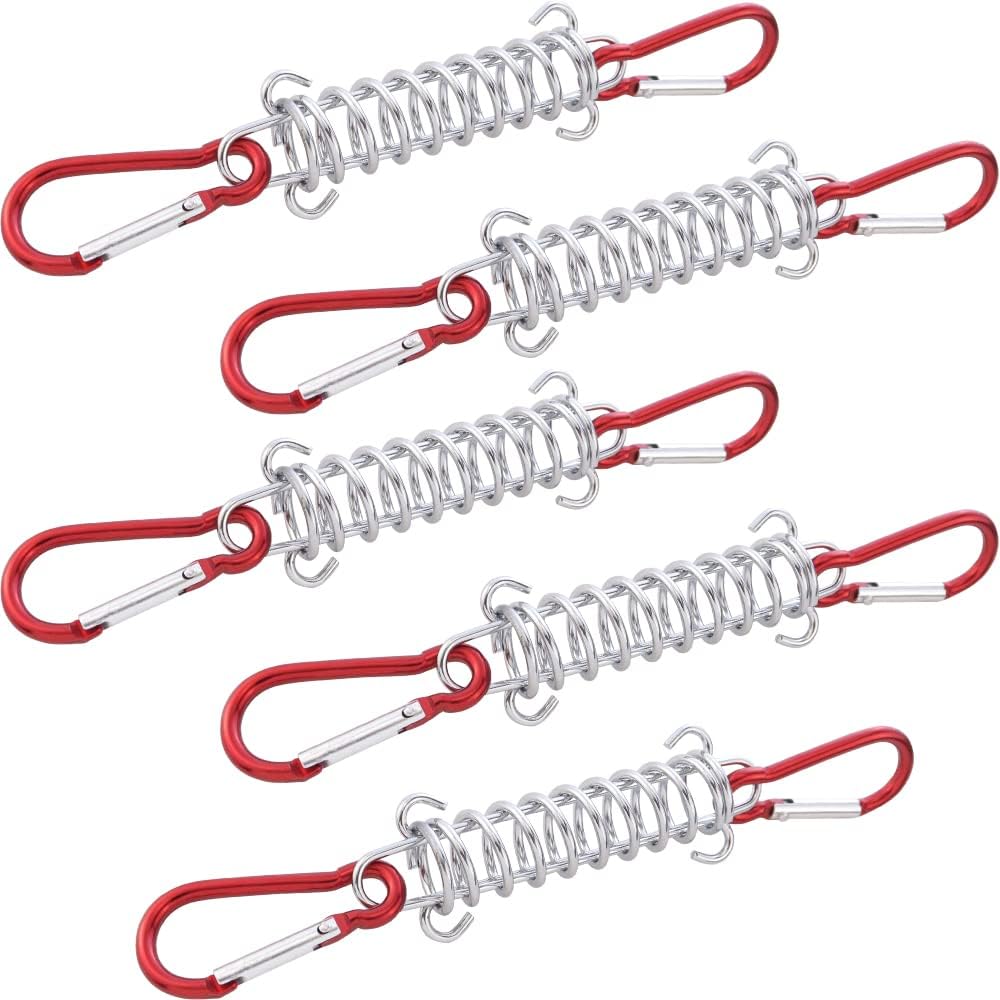 Veergesp-5-pack tent pegs - Red - Camping tent carabiner hook - Heavy metal - Awning accessory - For canvas tents
