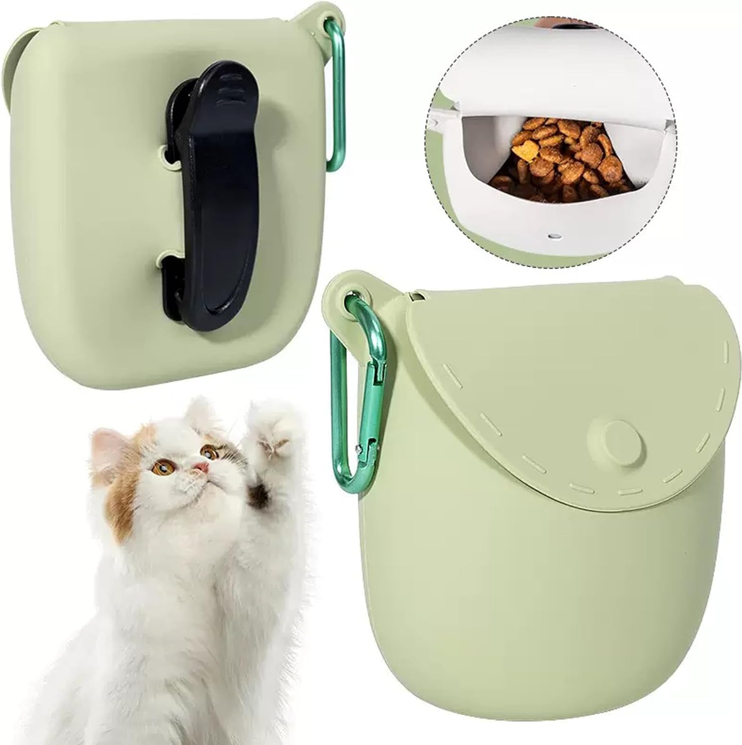 Portable training bag for dogs and cats - outdoor food pouch - suitable for training and feeding pets on the go green