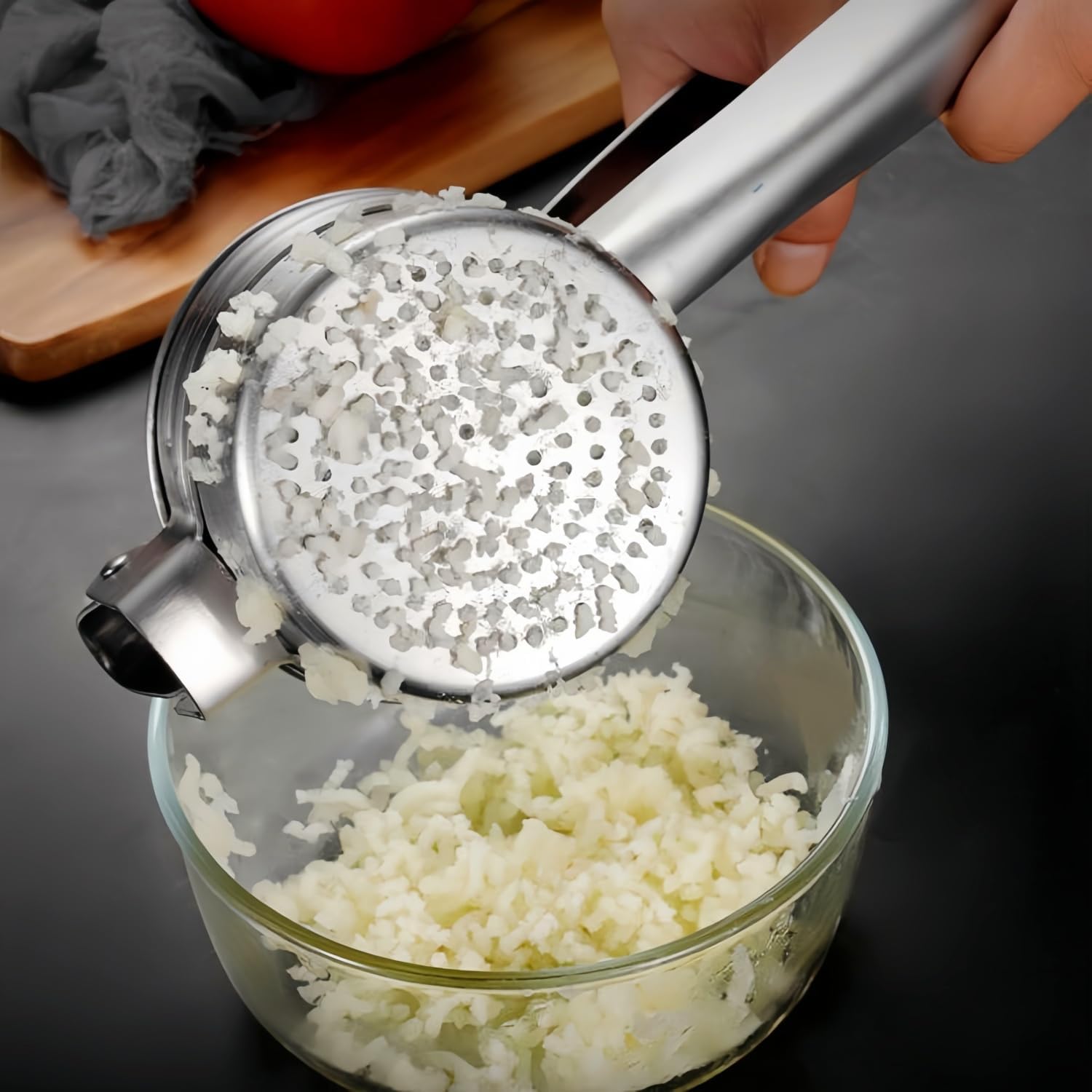 Stainless Steel Potato Masher - Multifunctional Potato Masher - Handheld Potato Masher for the Kitchen - Heavy-Duty German Dough Masher - Suitable for Making Potato Balls, Pasta, Potatoes, Fruit and Vegetables Open Bottom