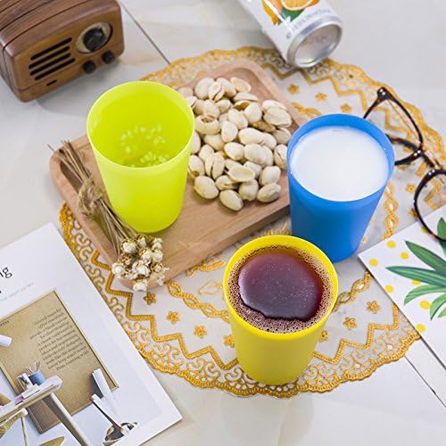 Set of 24 reusable plastic cups, 250 ml, durable plastic drink cups for kids, for use in the kitchen, outdoors, parties, picnics, barbecues, travel 6 bright colours