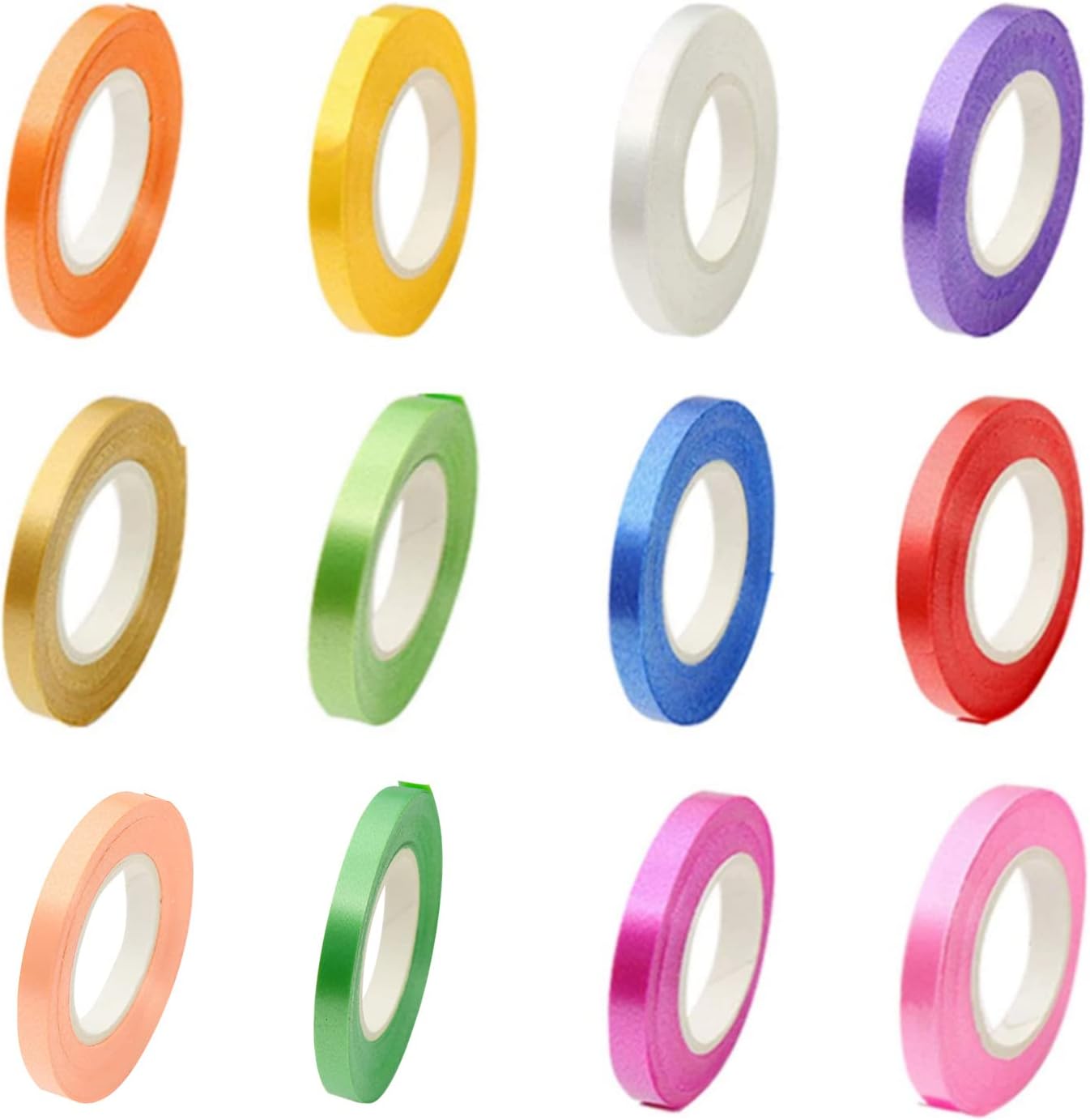 Set of 5 mm wide curly ribbon, 12 rolls of balloon curly ribbon, 12 colours curly balloon string, wrapping paper, ribbon, string, party ribbon, wedding, DIY, holiday crafts 10 m/roll