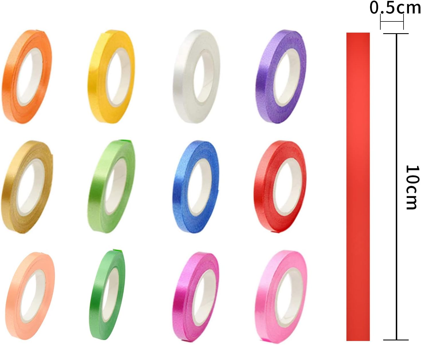 Set of 5 mm wide curly ribbon, 12 rolls of balloon curly ribbon, 12 colours curly balloon string, wrapping paper, ribbon, string, party ribbon, wedding, DIY, holiday crafts 10 m/roll