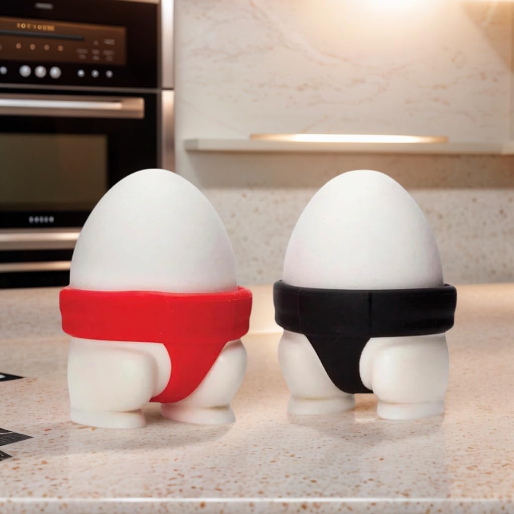 Egg Cup Holder – Egg Cup Holder 2-pack | Egg Cups for soft-boiled and hard-boiled eggs - Fun sumo design - Great kitchen gift and breakfast helper