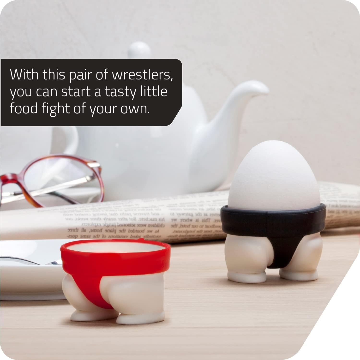 Egg Cup Holder – Egg Cup Holder 2-pack | Egg Cups for soft-boiled and hard-boiled eggs - Fun sumo design - Great kitchen gift and breakfast helper