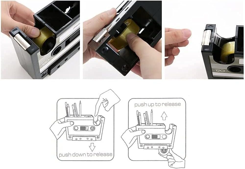 Retro Cassette Tape Pencil Holder - Multifunctional Pencil Holder - Creative Desk Organizer - Pencil Holder with Tape Holder