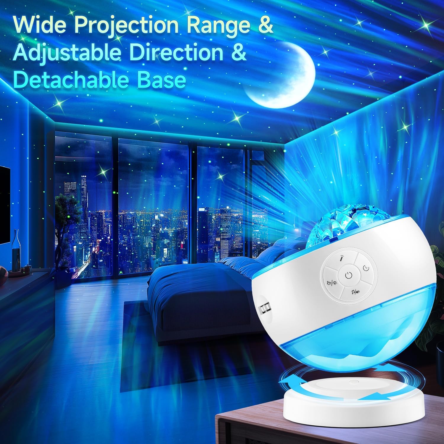 Starry Sky Projector Lamp - 300 Lighting Settings - Northern Light - 15 White Noise Bluetooth Projector Modes - Galaxy Party Light - Starry Sky Projector Light Cord with Timer - Room Decoration