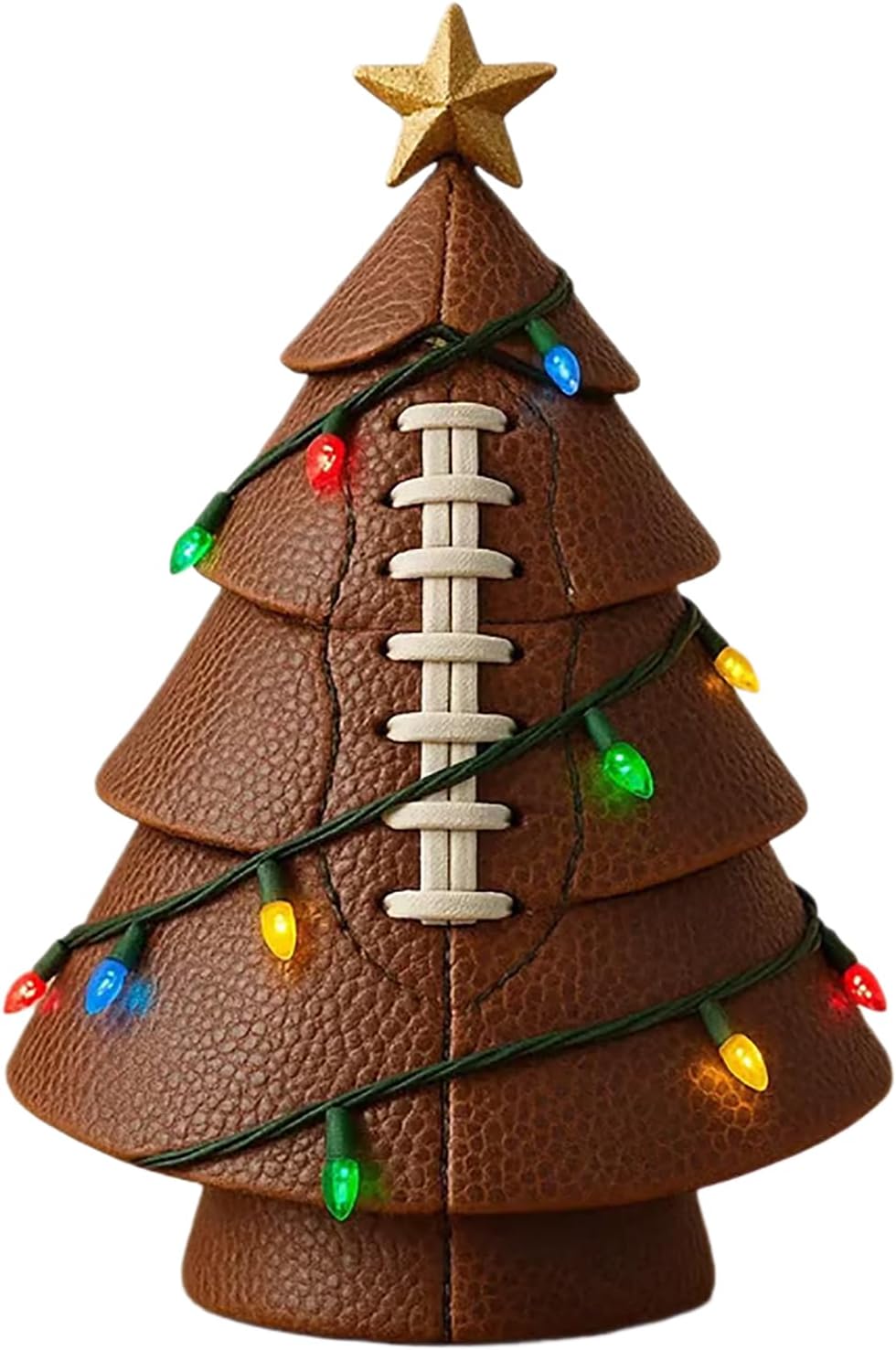 Christmas tree decoration with football theme - Fun football decoration - Mixed set of Christmas tree decorations with gold stars - Christmas decoration for the desk - Perfect for indoor office use - Sports fans - Christmas tree decoration brown
