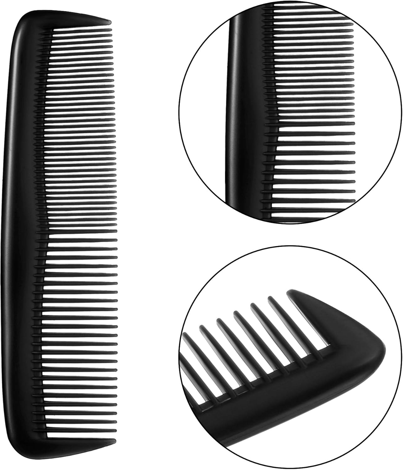 12-piece hair brush set - fine plastic hair brush in pocket size - unisex - fine comb black