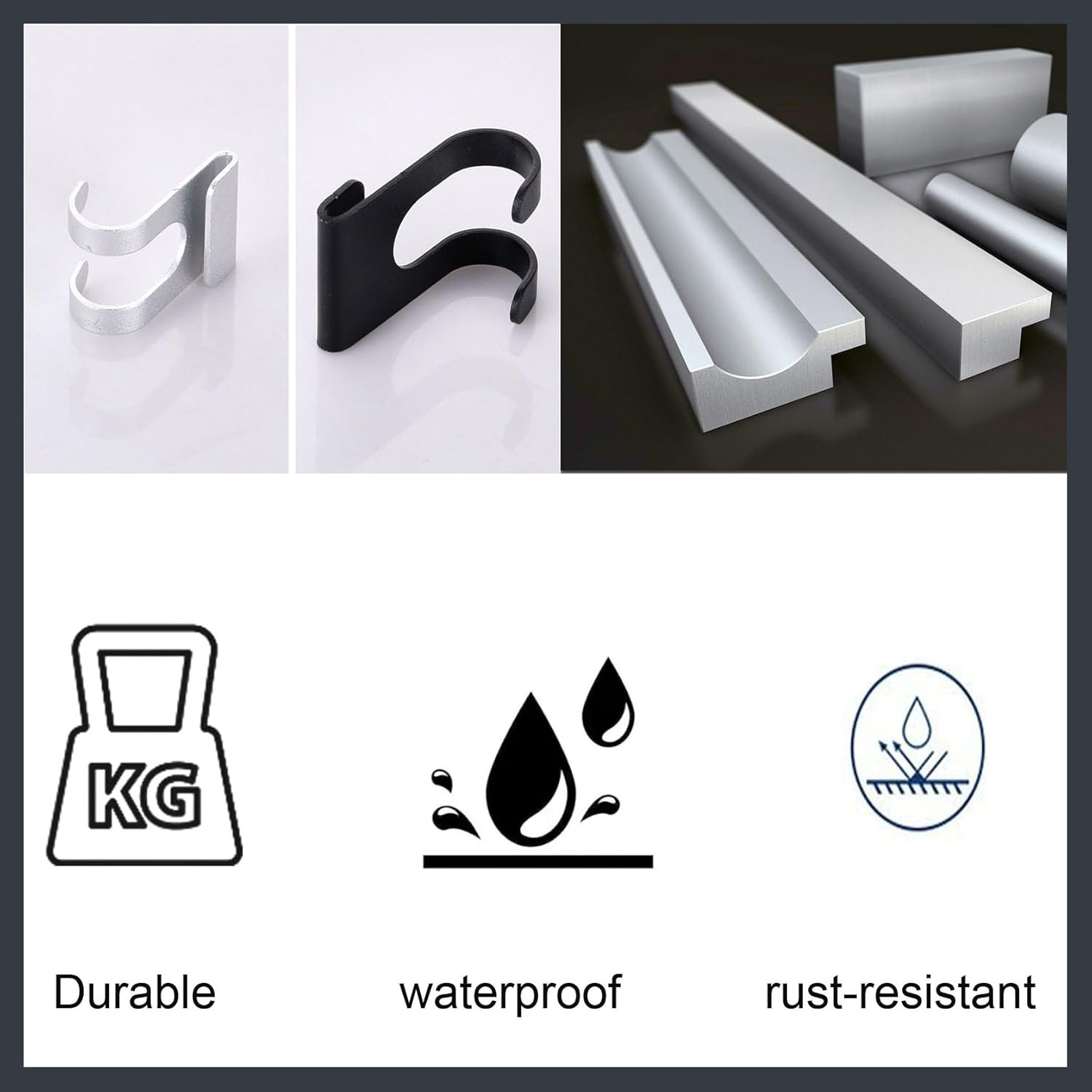 Suction hooks without drilling for hanging bath sponges, towels and razor holders for the bathroom, office, kitchen utensil holder, bathroom, kitchen knives - 4-pack - black.