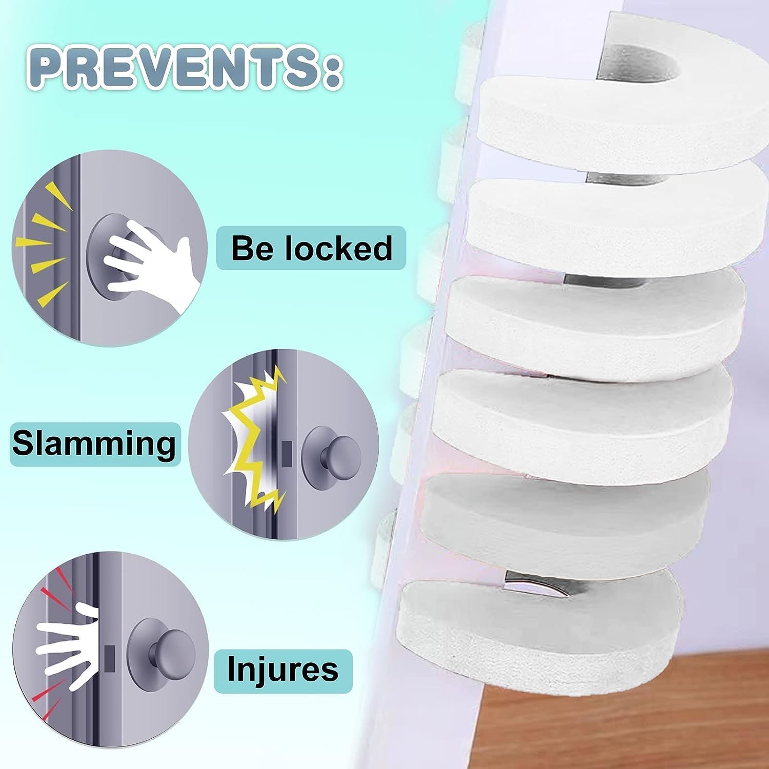 6-pack -1.5 cm Door wedge lock, child door safety lock, baby safe door stopper, protect children's fingers with soft foam protection, prevent finger pinching injuries, child or pet cannot be locked in the room