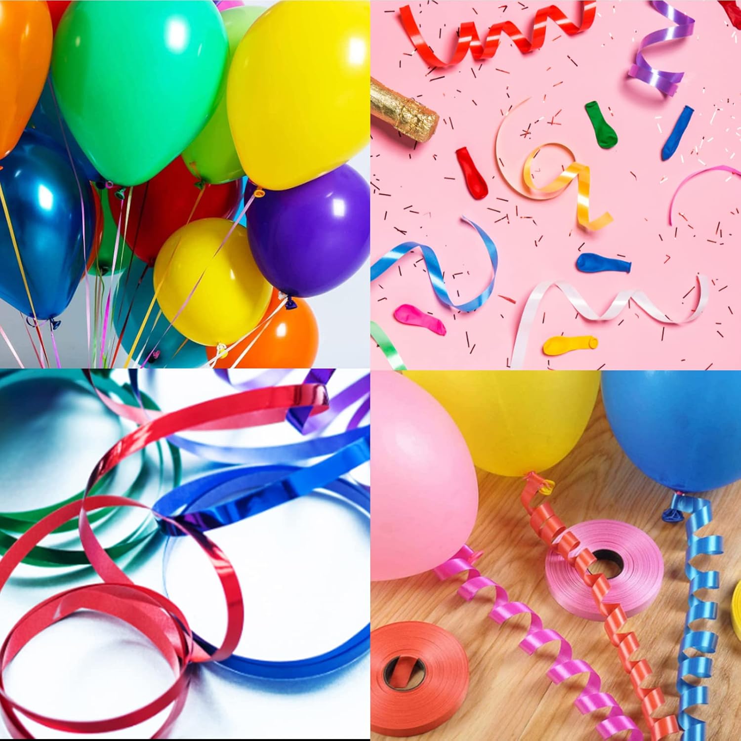 Set of 5 mm wide curly ribbon, 12 rolls of balloon curly ribbon, 12 colours curly balloon string, wrapping paper, ribbon, string, party ribbon, wedding, DIY, holiday crafts 10 m/roll