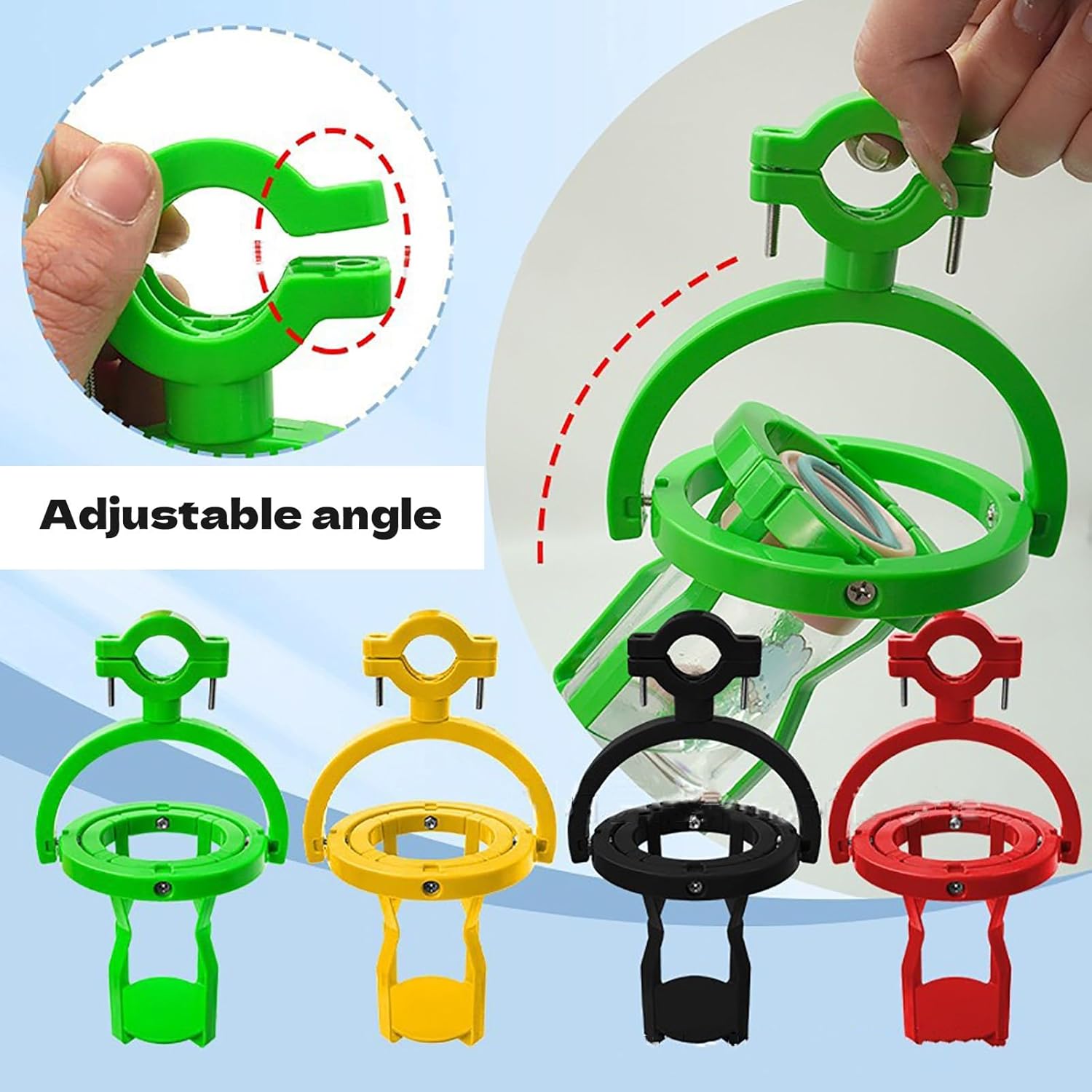 3D Gyro Scoop Cup Holder for Motorcycles - Overloop-resistant Self-balancing Cup Holder, 360° Rotatable Clip-on Cup Holder - Suitable for Tractors, Trucks and Boats Red - 2-pack