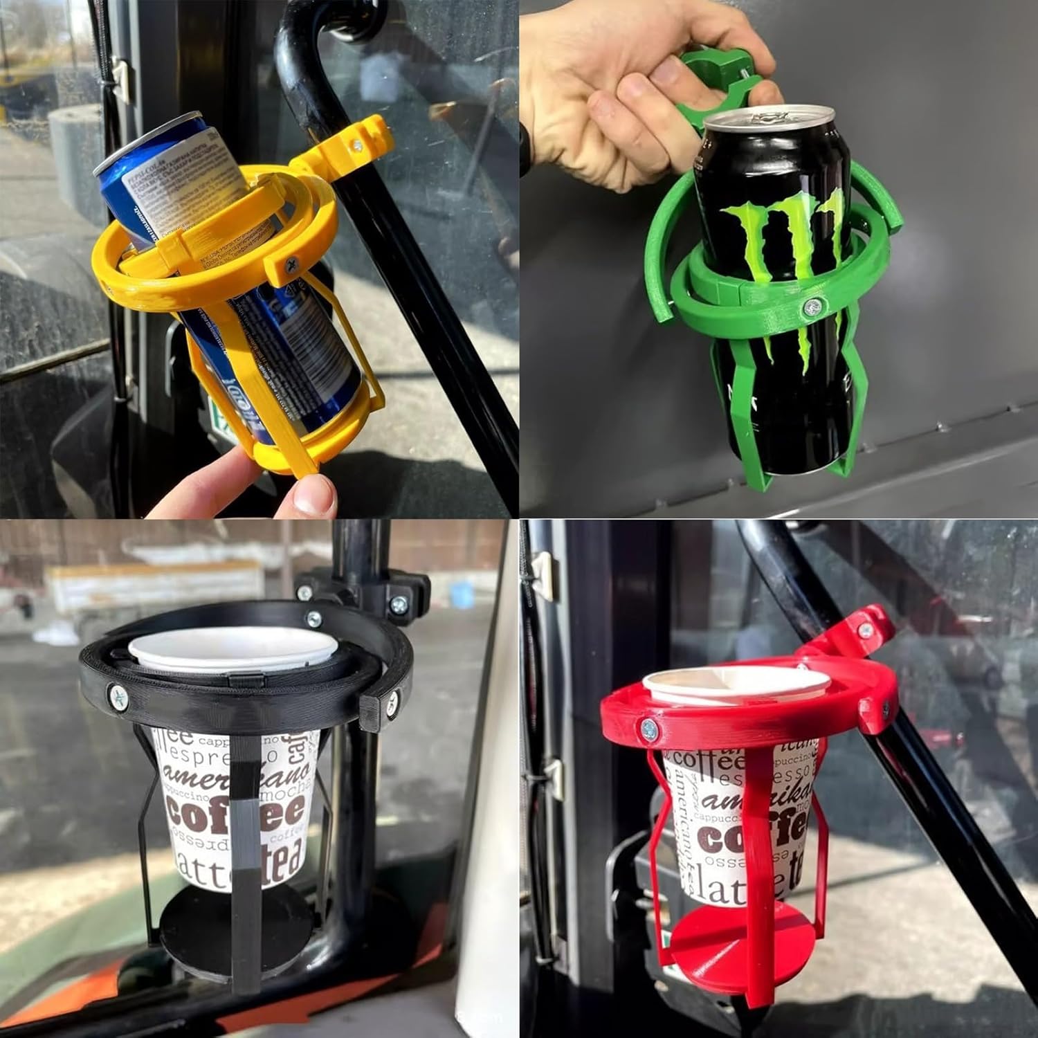 3D Gyro Scoop Cup Holder for Motorcycles - Overloop-resistant Self-balancing Cup Holder, 360° Rotatable Clip-on Cup Holder - Suitable for Tractors, Trucks and Boats Red - 2-pack