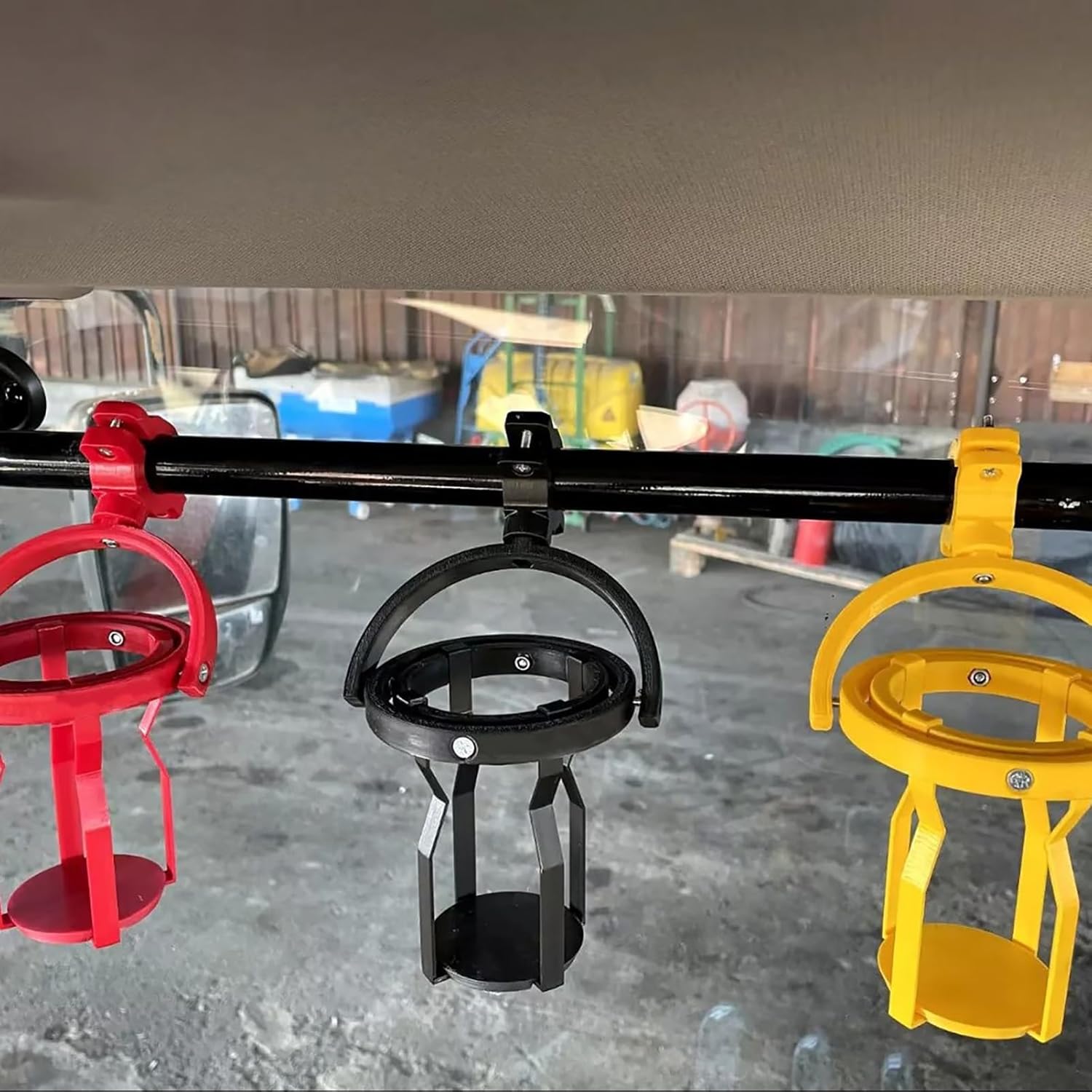 3D Gyro Scoop Cup Holder for Motorcycles - Overloop-resistant Self-balancing Cup Holder, 360° Rotatable Clip-on Cup Holder - Suitable for Tractors, Trucks and Boats Red - 2-pack