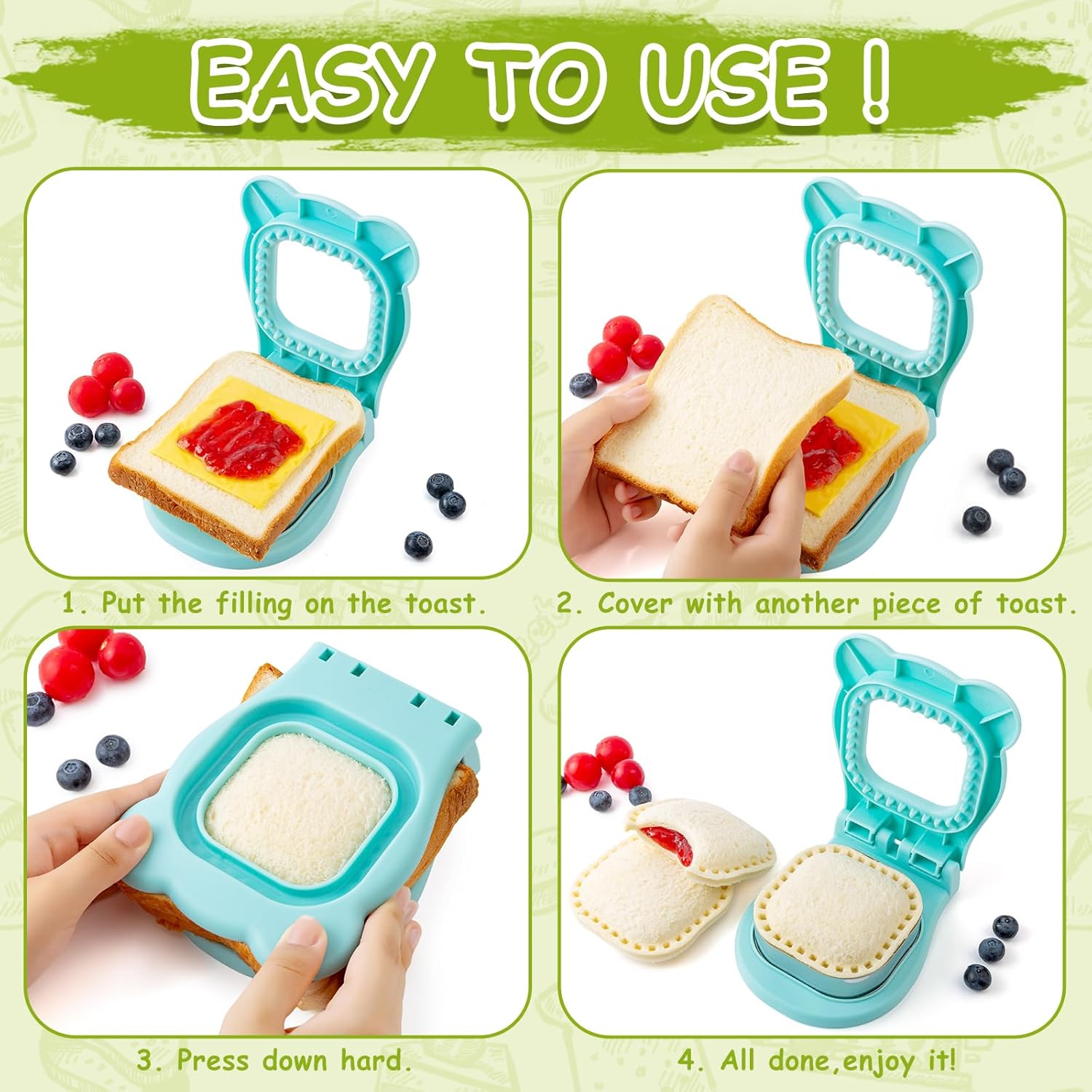 Sandwich Cutter/Sealer - Making Bread - DIY Bread - Square - Stainless Steel - Bread Cutter - Suitable for Kids - Boys & Girls - Lunch & Breakfast
