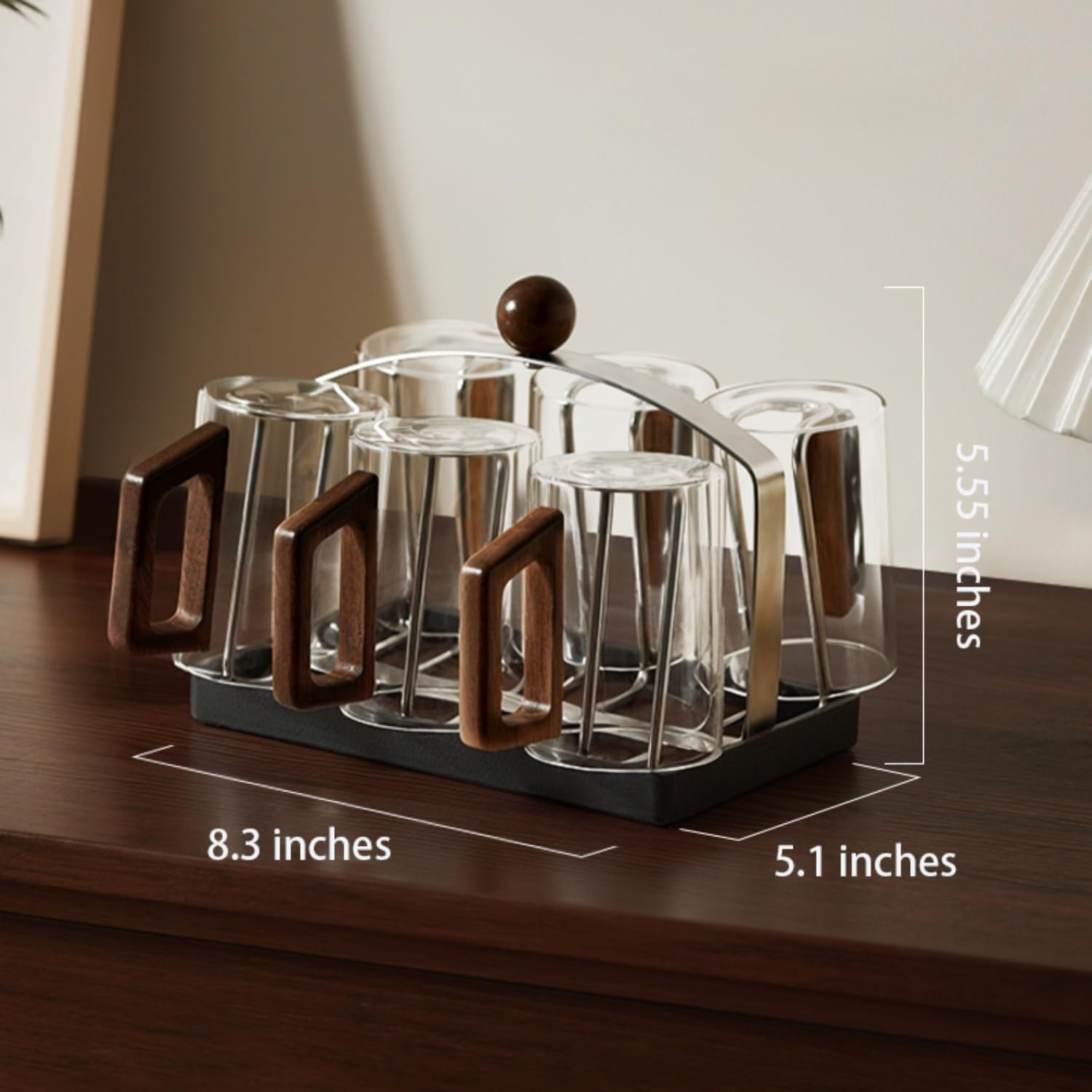 Stainless steel holder - sturdy and dries quickly - removable drip tray - suitable for coffee cups/glasses/mugs - ideal for the kitchen/dining table/café.