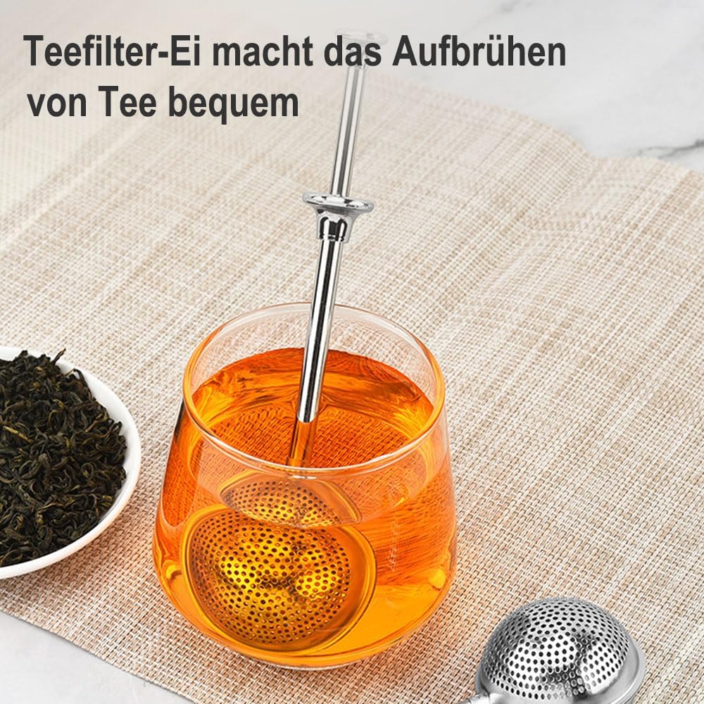 Set of 2 separate tea filters - Tea filter with telescopic handle - Tea strainer made of 304 stainless steel - Flour sieve made of stainless steel - Powder dispenser - Suitable for sugar, flour, spices and cocoa powder B